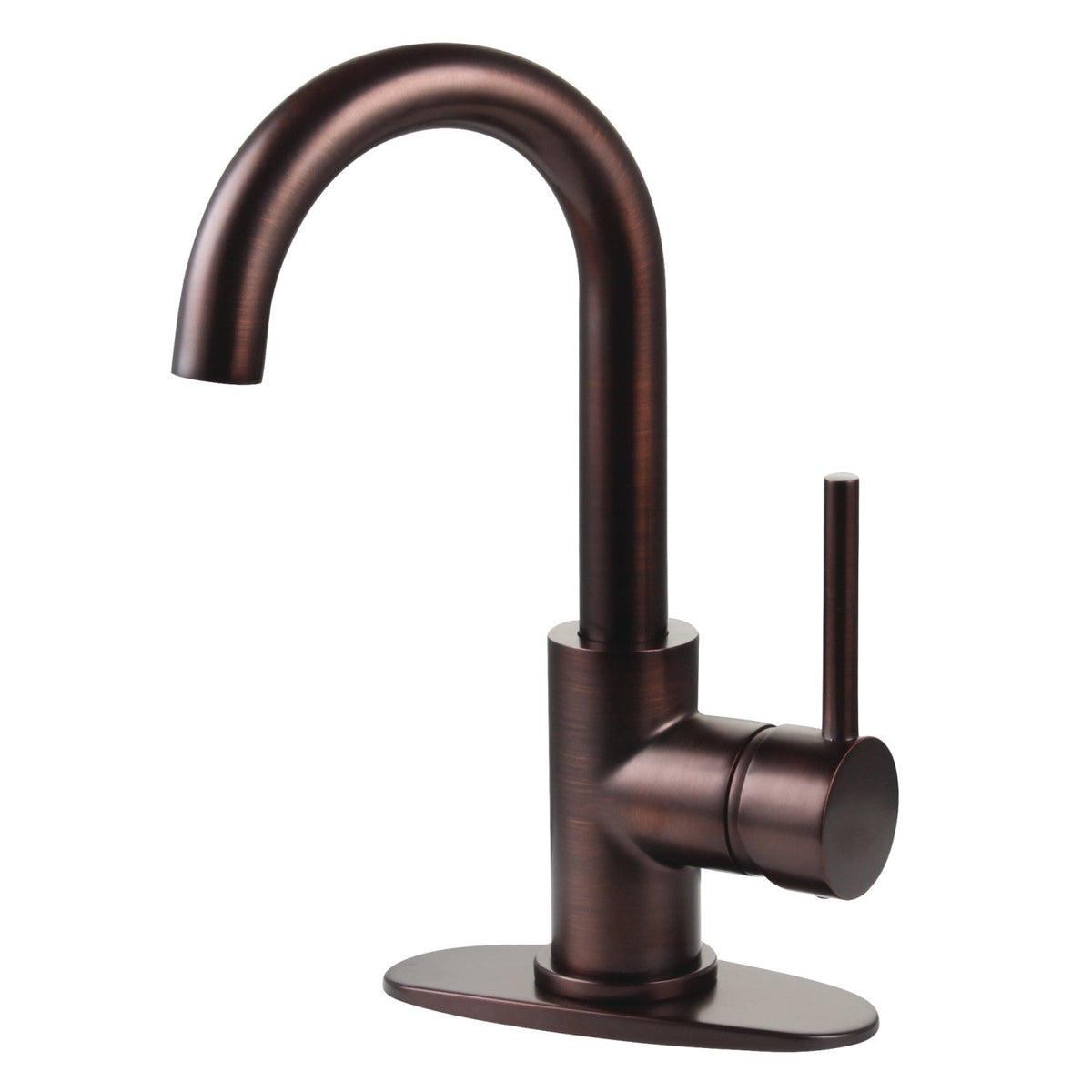 Concord One-Handle Single-Hole Bathroom Faucet with Deck Plate and Push Pop-Up Drain in Oil Rubbed Bronze