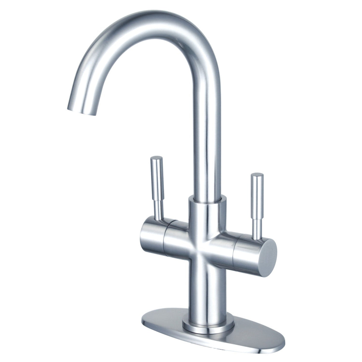Concord Two-Handle Single-Hole Bathroom Faucet with Deck Plate and Push Pop-Up Drain in Polished Chrome