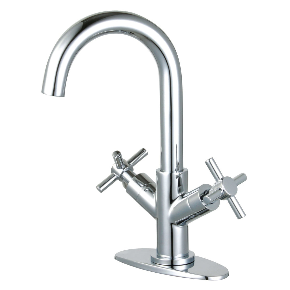 Concord Two-Handle Single-Hole Bathroom Faucet with Deck Plate and Push Pop-Up Drain in Polished Chrome