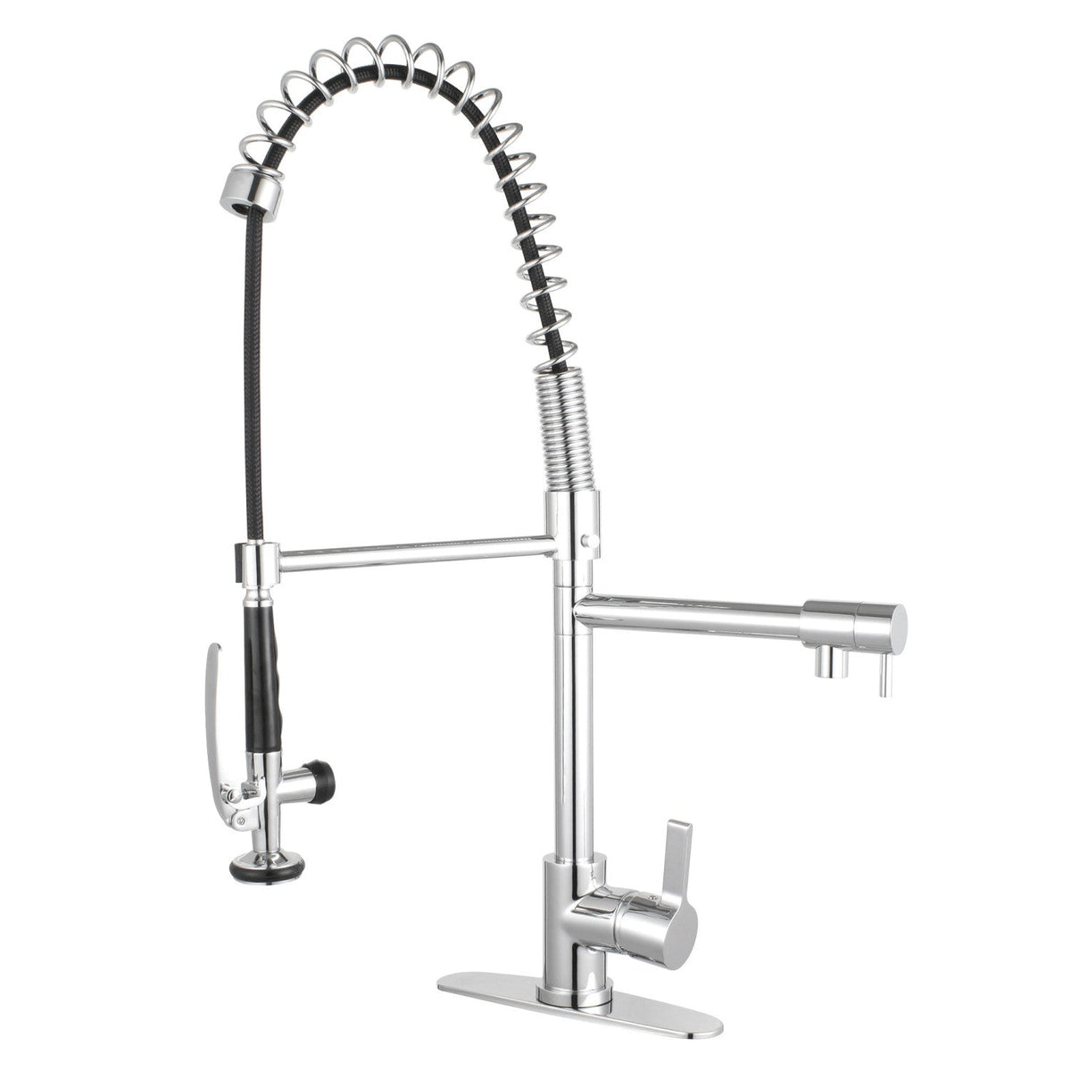 Gourmetier Continental Single-Handle Deck-Mount Pre-Rinse Kitchen Faucet with Pot Filler in Polished Chrome