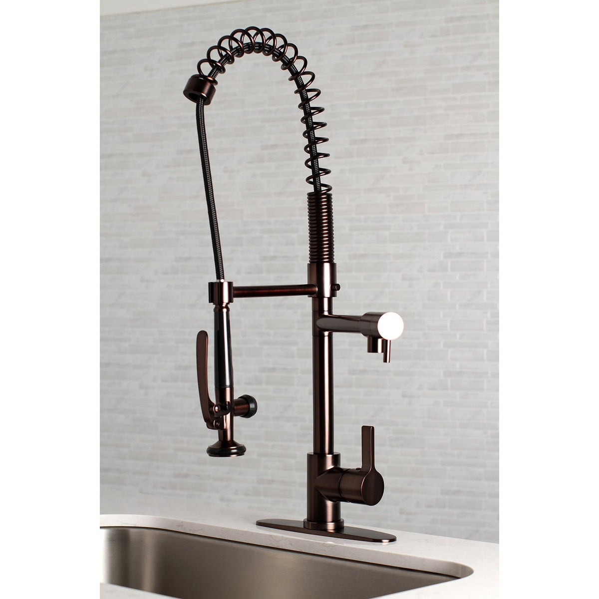 Gourmetier Continental Single-Handle Deck-Mount Pre-Rinse Kitchen Faucet with Pot Filler in Oil Rubbed Bronze