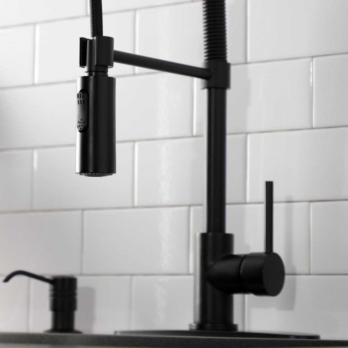 Gourmetier Concord Single-Handle Deck-Mount Pre-Rinse Kitchen Faucet in Matte Black