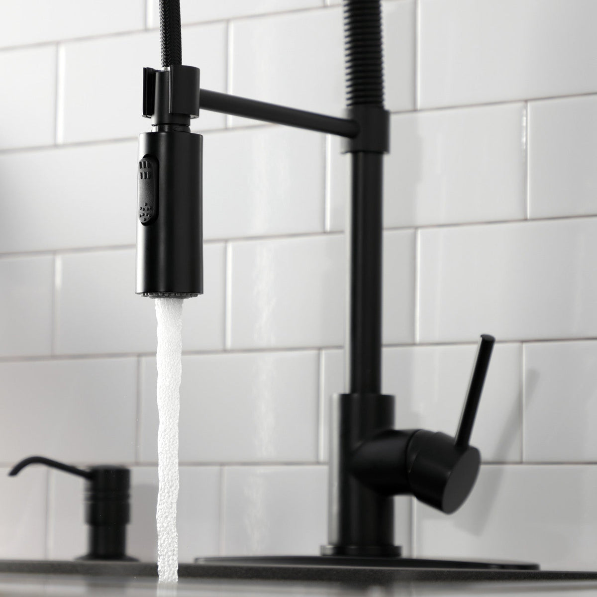 Gourmetier Concord Single-Handle Deck-Mount Pre-Rinse Kitchen Faucet in Matte Black