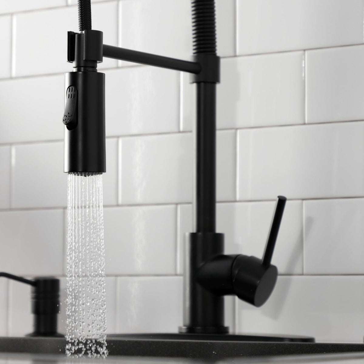Gourmetier Concord Single-Handle Deck-Mount Pre-Rinse Kitchen Faucet in Matte Black