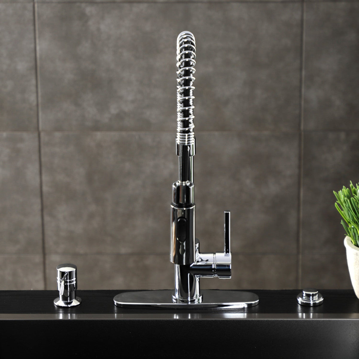 Gourmetier Concord Single-Handle Deck-Mount Pre-Rinse Kitchen Faucet in Polished Chrome