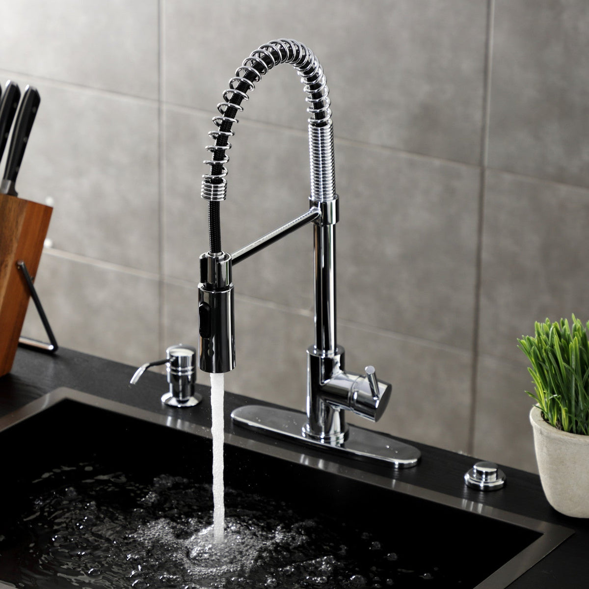Gourmetier Concord Single-Handle Deck-Mount Pre-Rinse Kitchen Faucet in Polished Chrome