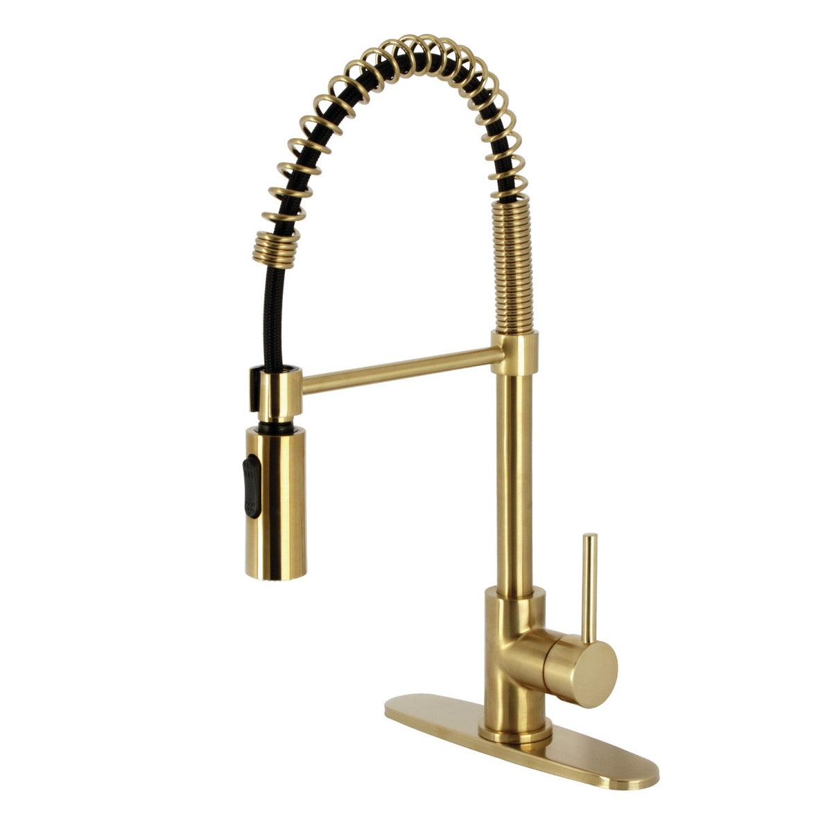 Gourmetier Concord Single-Handle Deck-Mount Pre-Rinse Kitchen Faucet in Brushed Brass