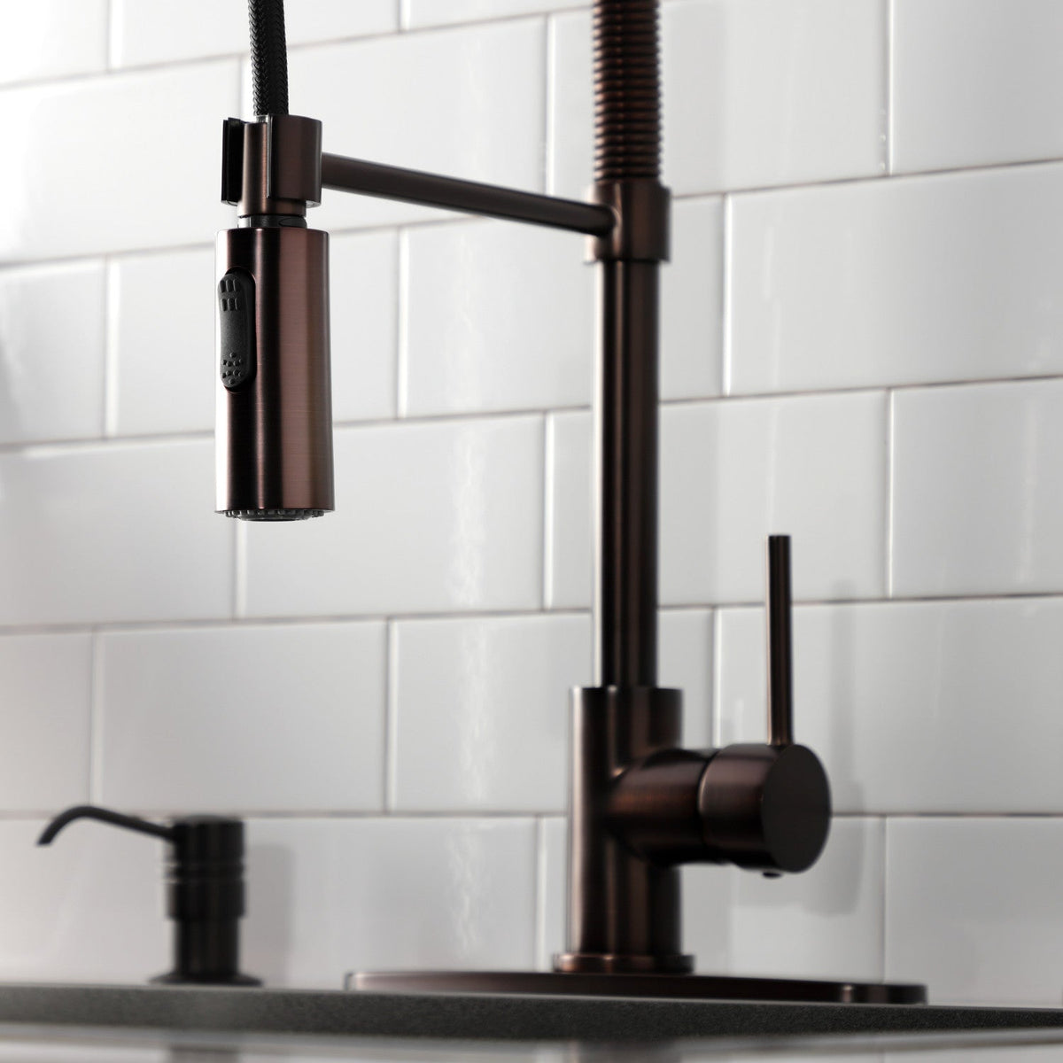 Gourmetier Concord Single-Handle Deck-Mount Pre-Rinse Kitchen Faucet in Oil Rubbed Bronze