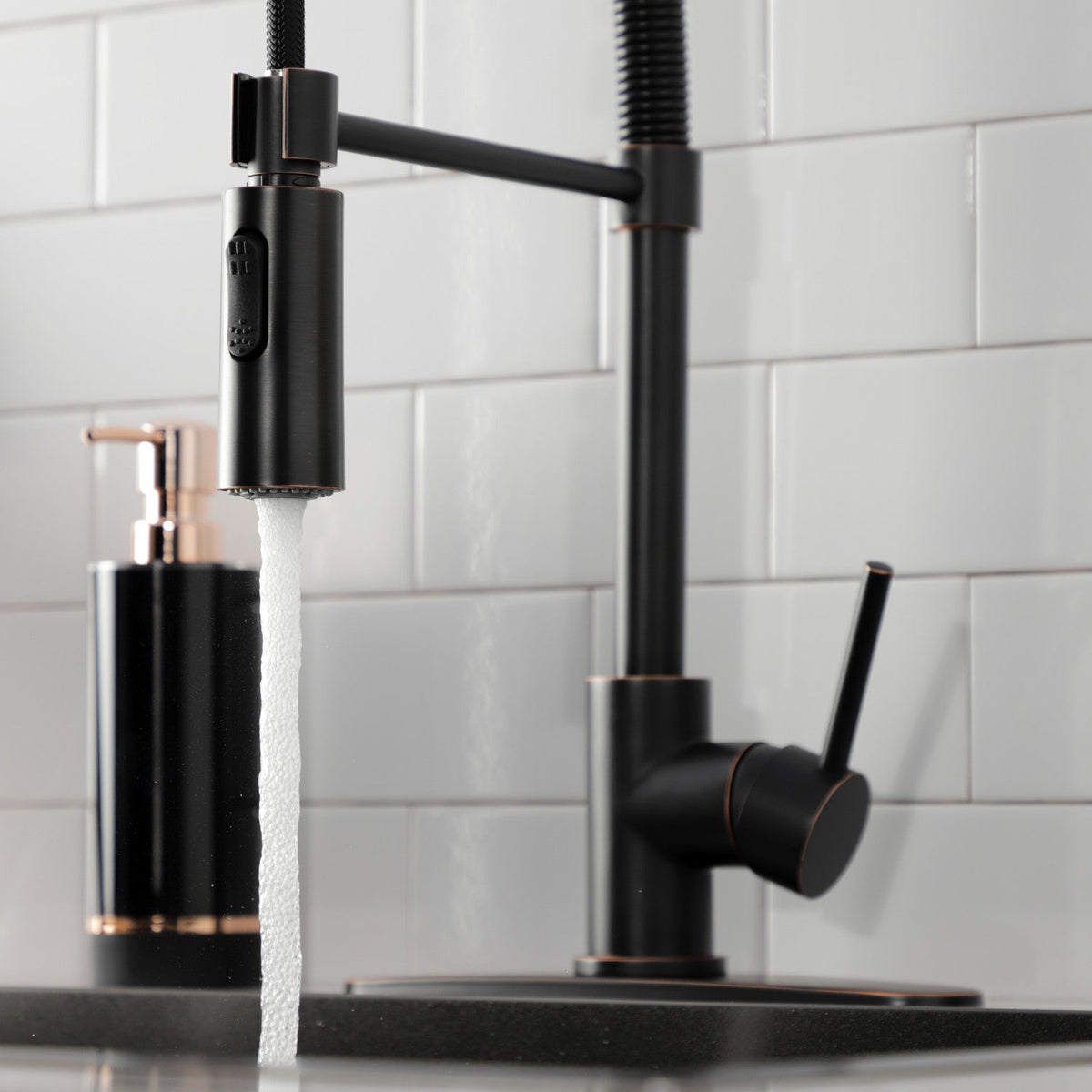 Gourmetier Concord Single-Handle Deck-Mount Pre-Rinse Kitchen Faucet in Naples Bronze