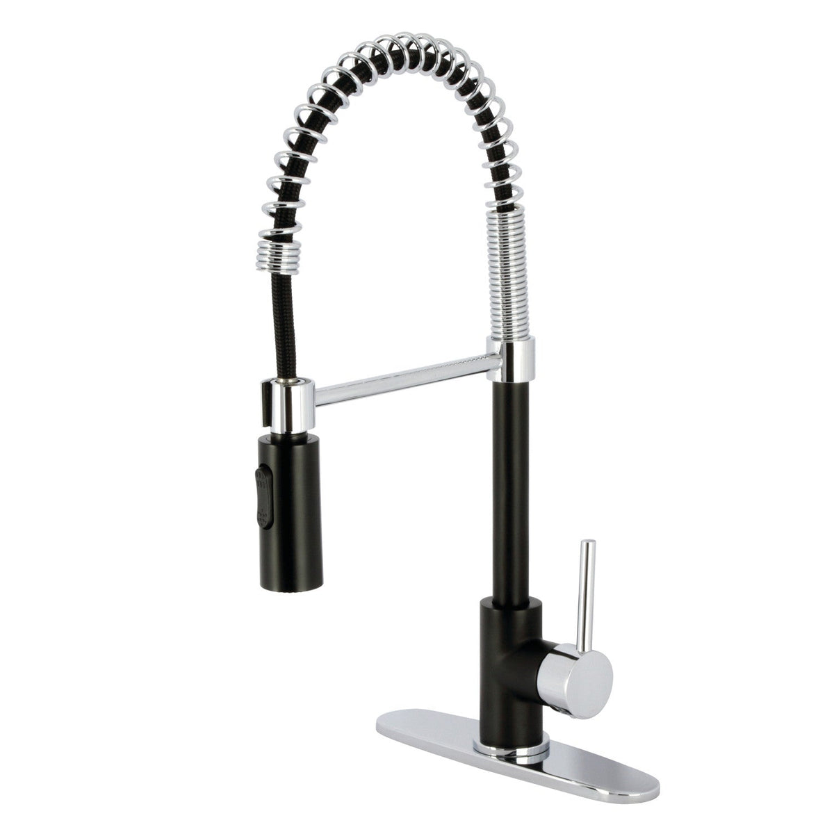 Gourmetier Concord Single-Handle Deck-Mount Pre-Rinse Kitchen Faucet in Matte Black/Polished Chrome