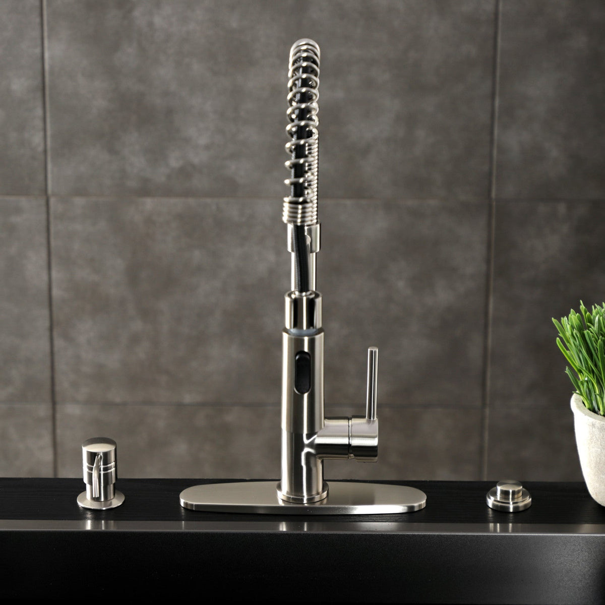 Gourmetier Concord Single-Handle Deck-Mount Pre-Rinse Kitchen Faucet in Brushed Nickel