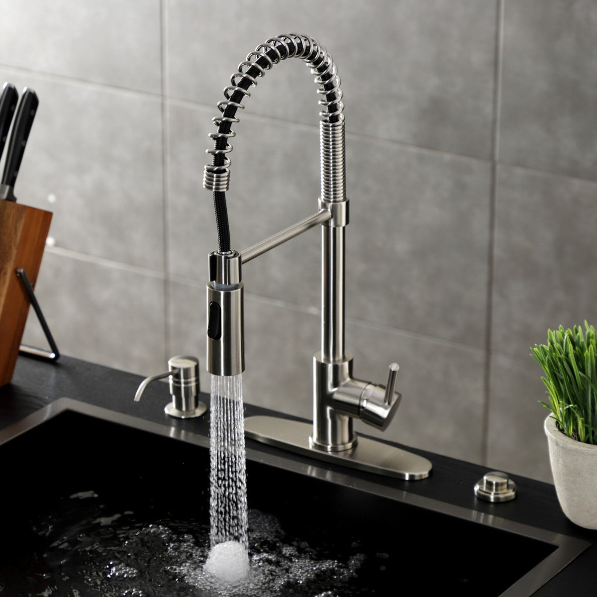 Gourmetier Concord Single-Handle Deck-Mount Pre-Rinse Kitchen Faucet in Brushed Nickel