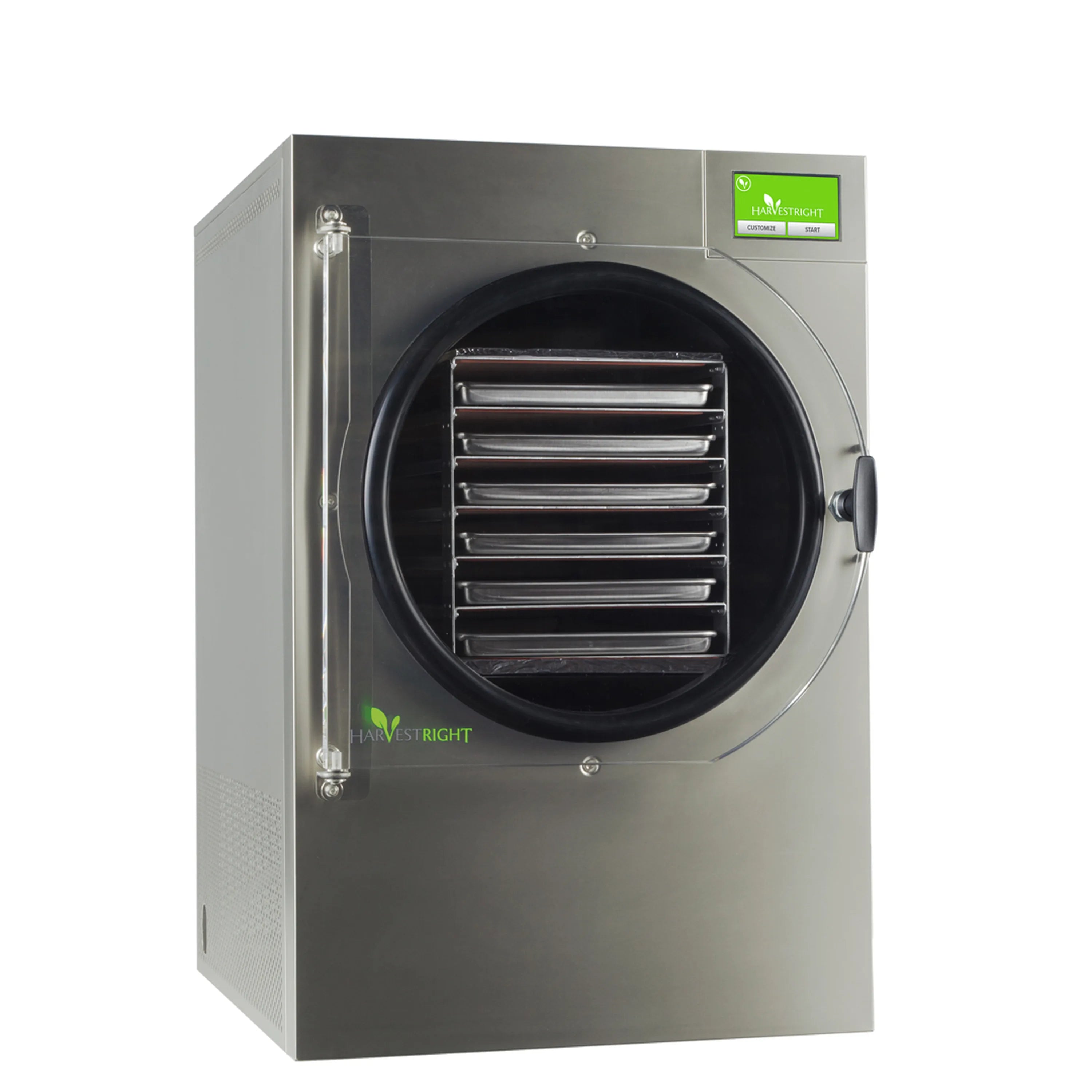 Stainless steel freeze dryer with round door and vented drying chamber