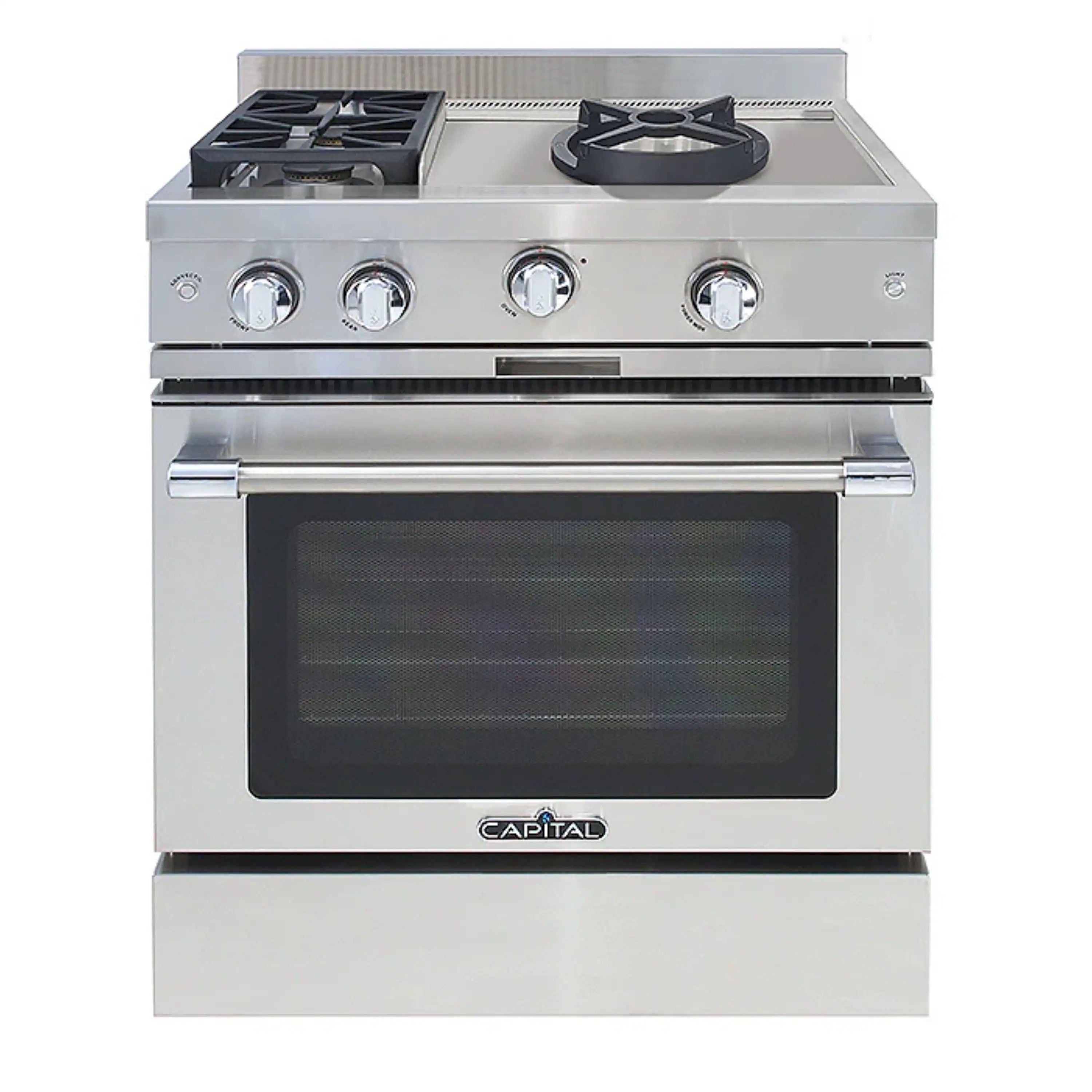 Capital stainless steel gas chef range with two sealed burners and oven window door