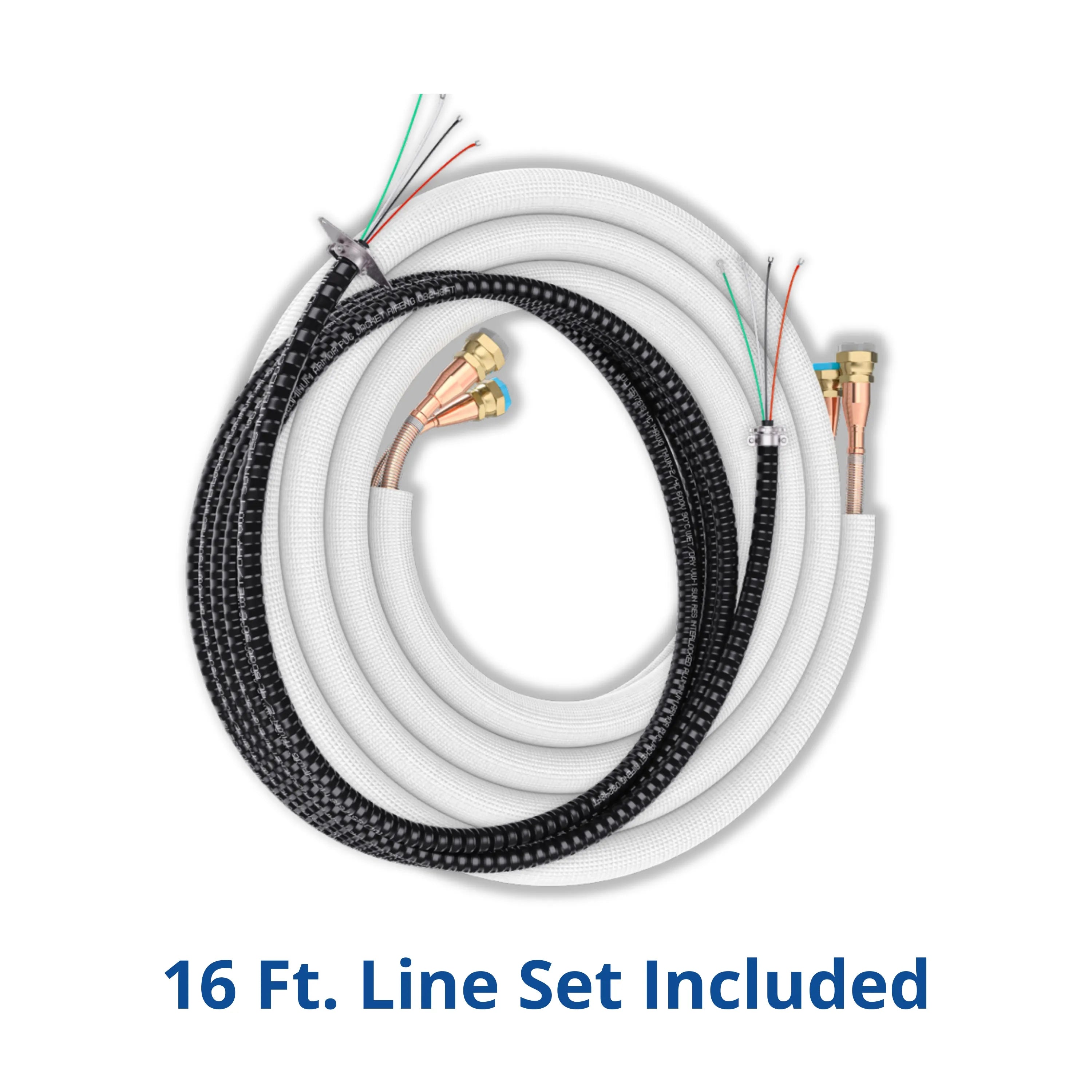 16 ft mini split line set with insulated copper tubing and bundled wiring