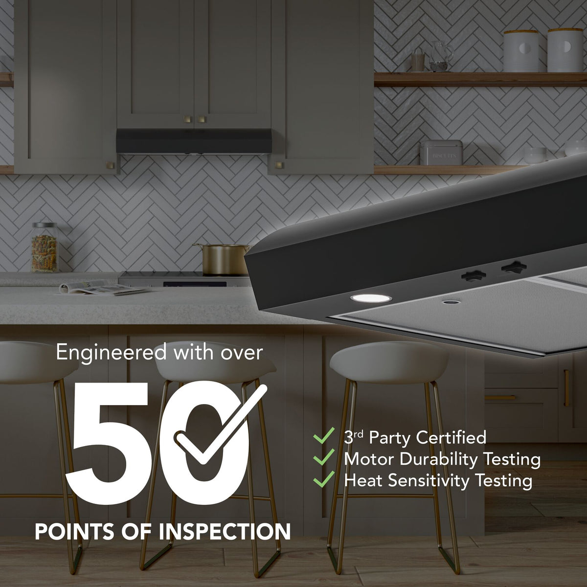 Broan-NuTone Mantra 30-Inch 350 CFM 2-Speed Convertible Under Cabinet Range Hood in Black (MTR1303BL)