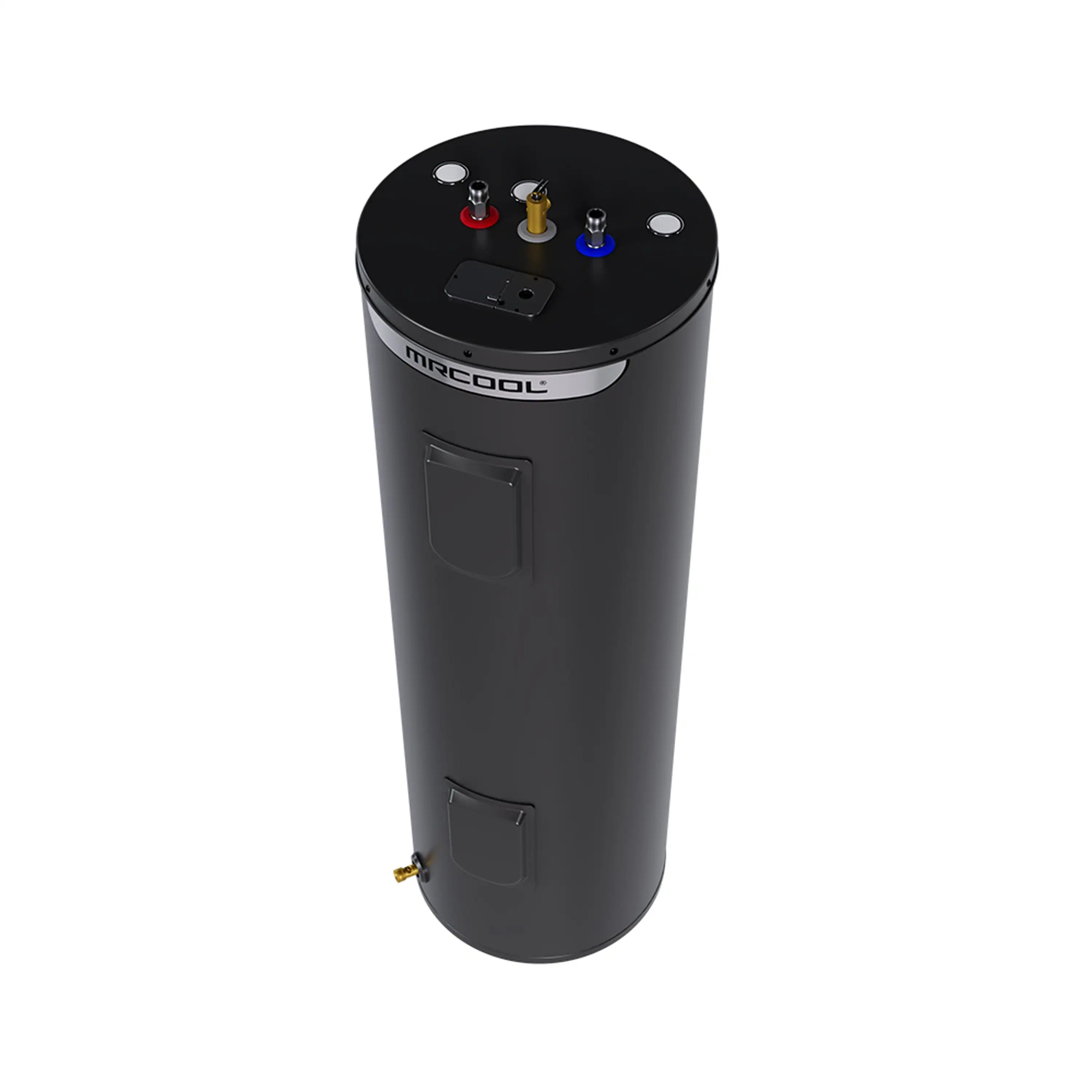 MRCOOL 40-gallon tall electric water heater tank, black side panels and top hookups