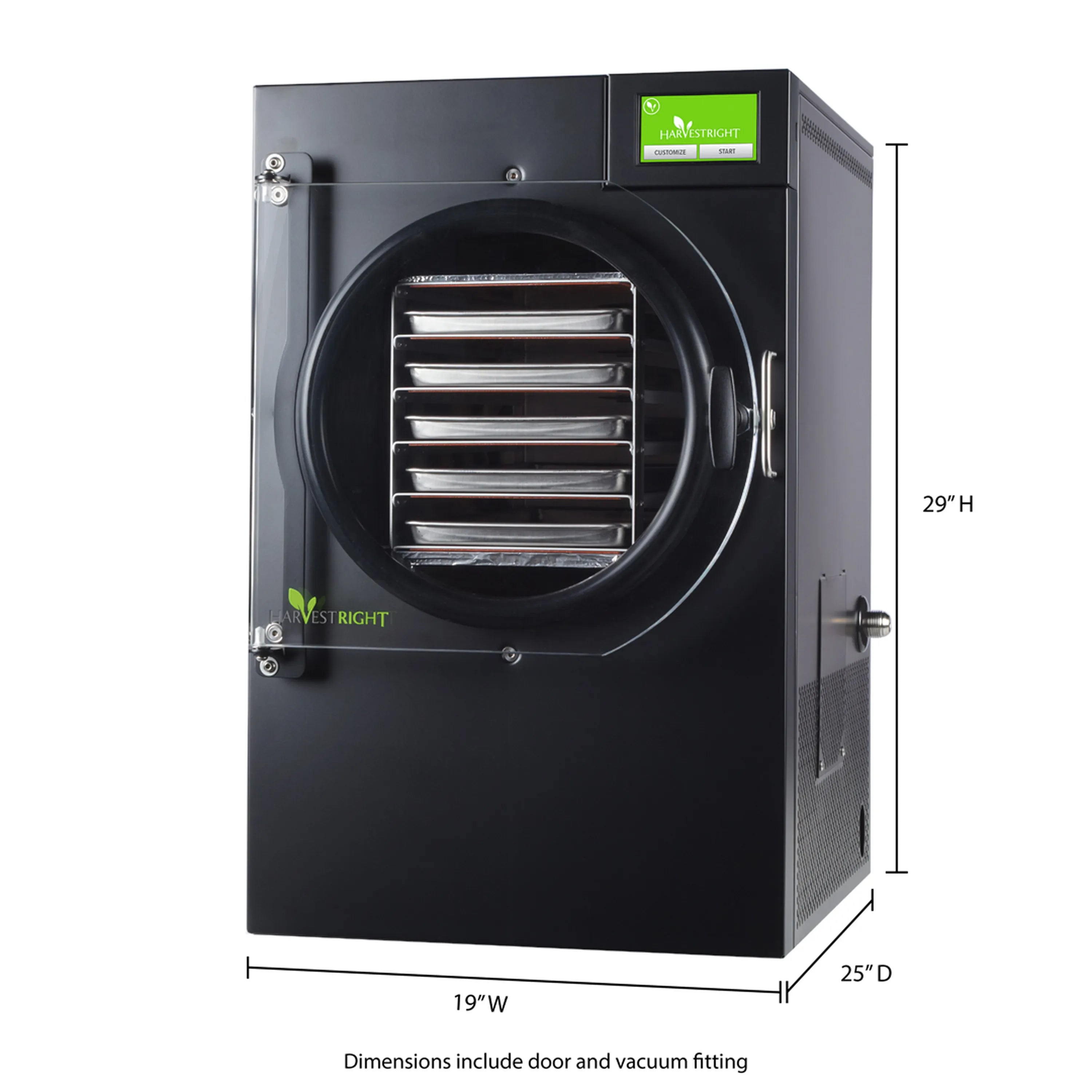 Black home freeze dryer with round chamber door and side handle