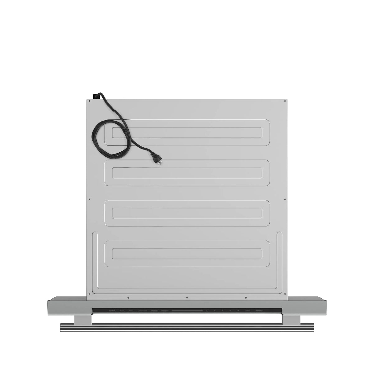 Stainless microwave drawer cabinet with rear access panel and power cord