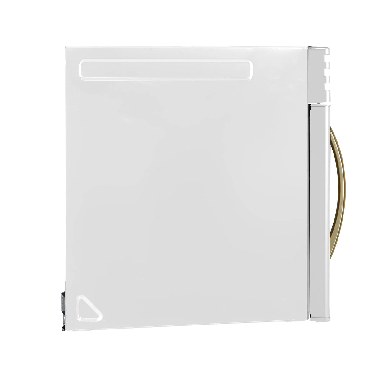 Rear-side view of white over-the-range microwave, showing vents and side connections