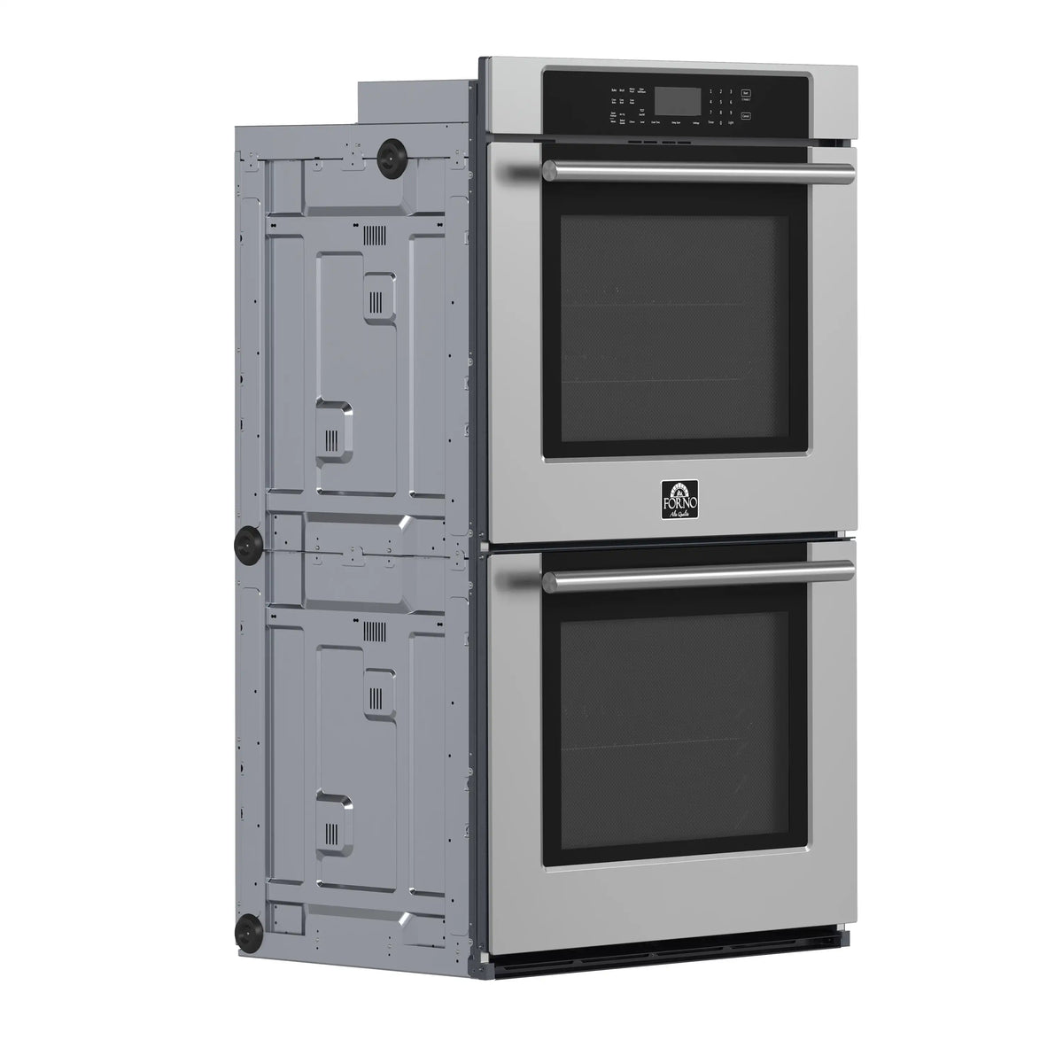 Double wall oven back view with access panel and side brackets