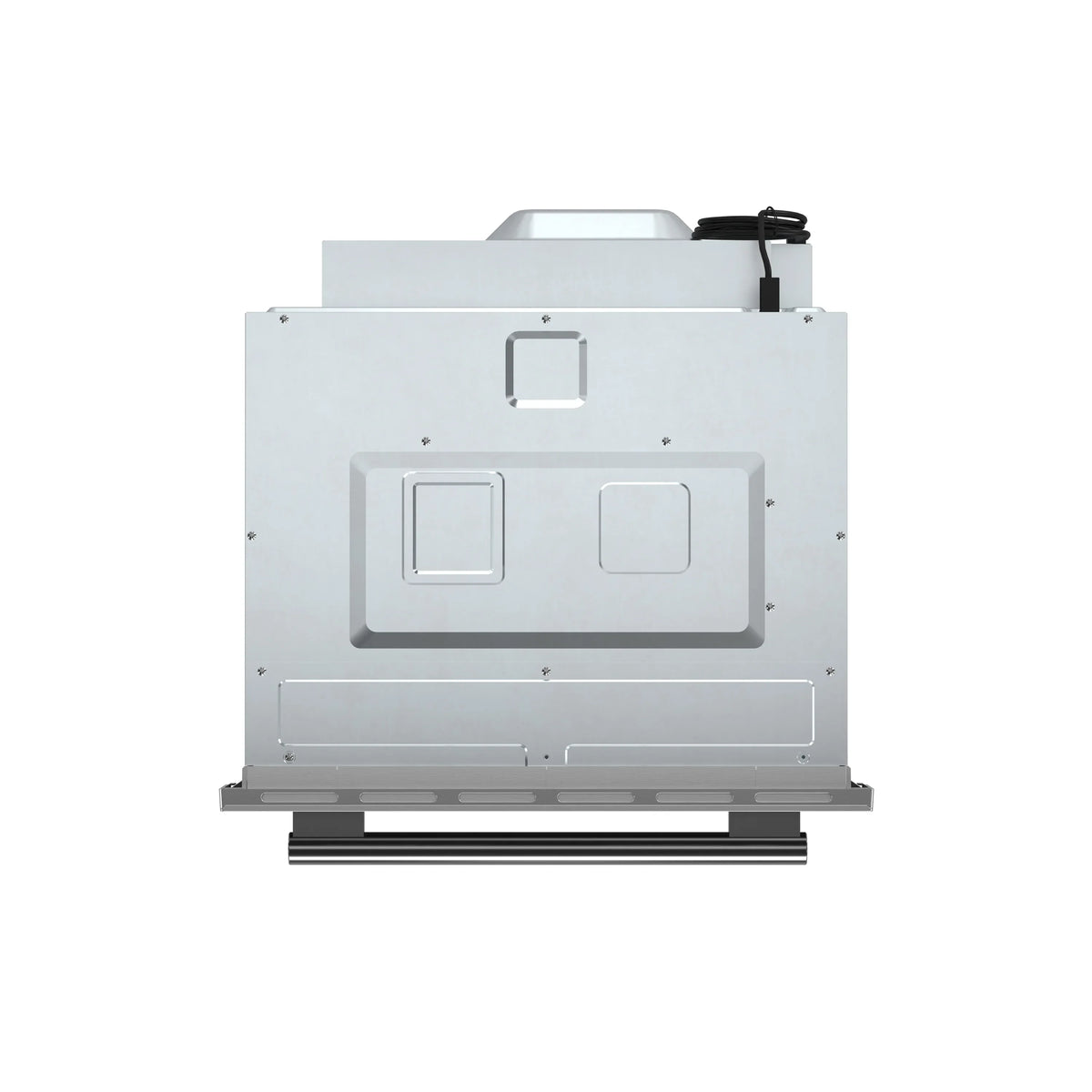Microwave oven back housing with cooling vents and wiring ports