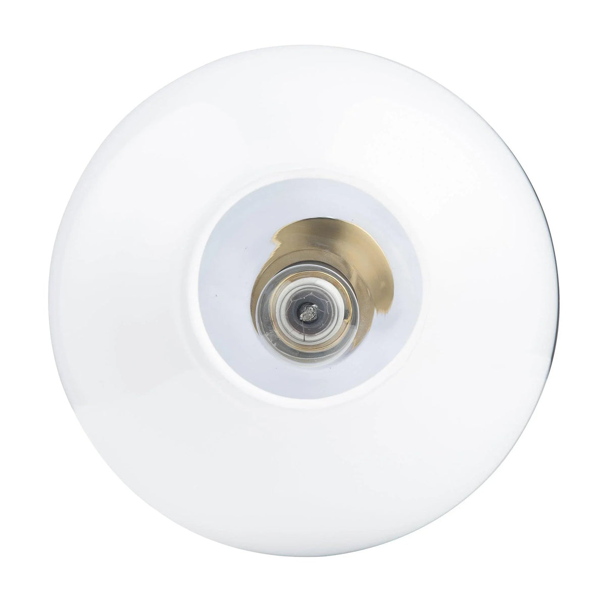 Handblown clear smoky glass pendant shade underside with golden socket