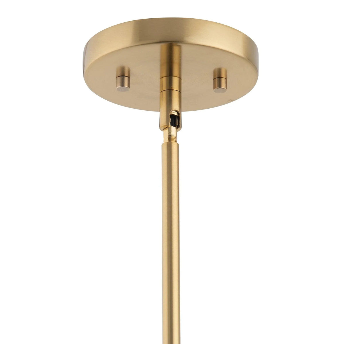 Golden ceiling canopy and stem for a clear smoky handblown glass pendant