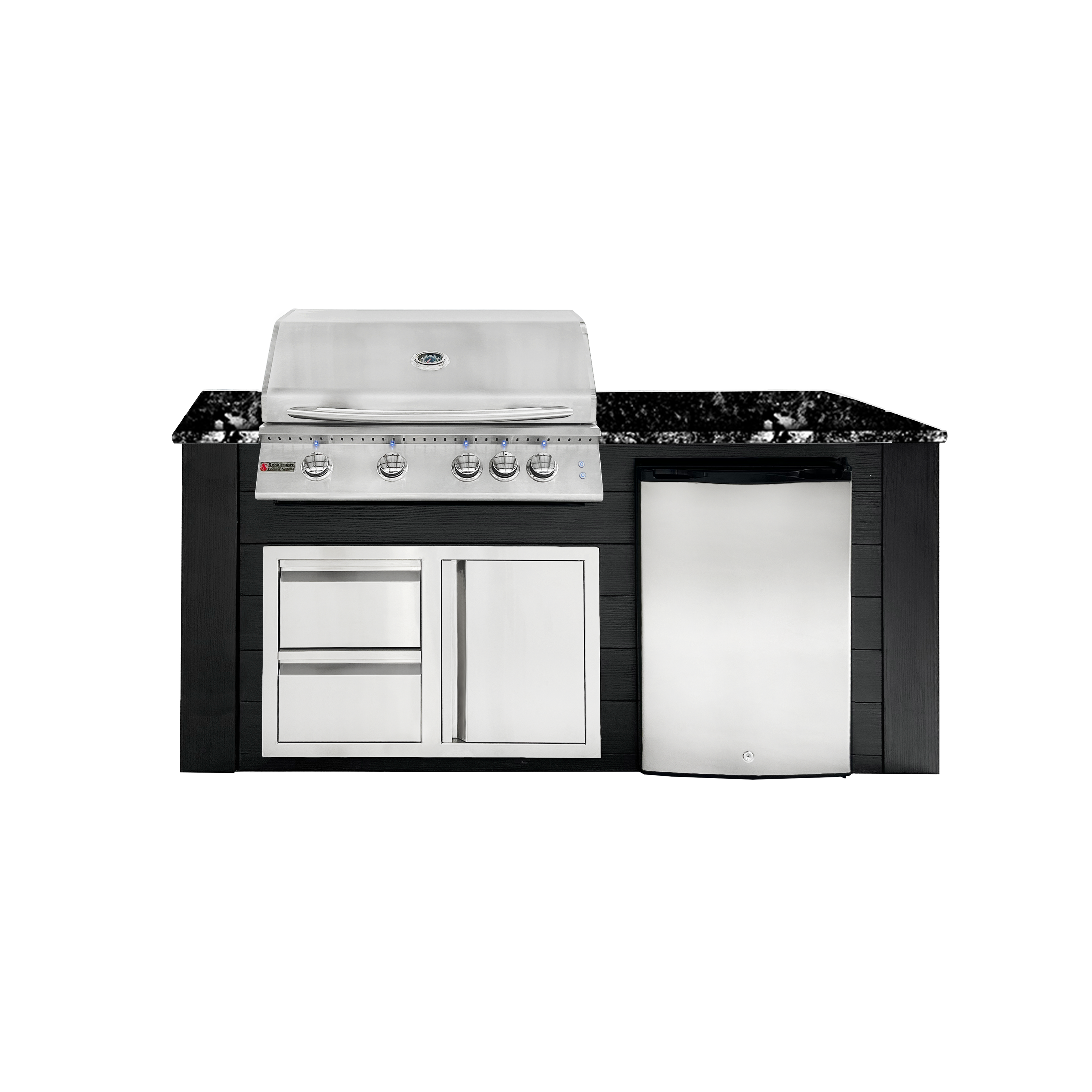 6ft black/black, with lights, drawer/door combo