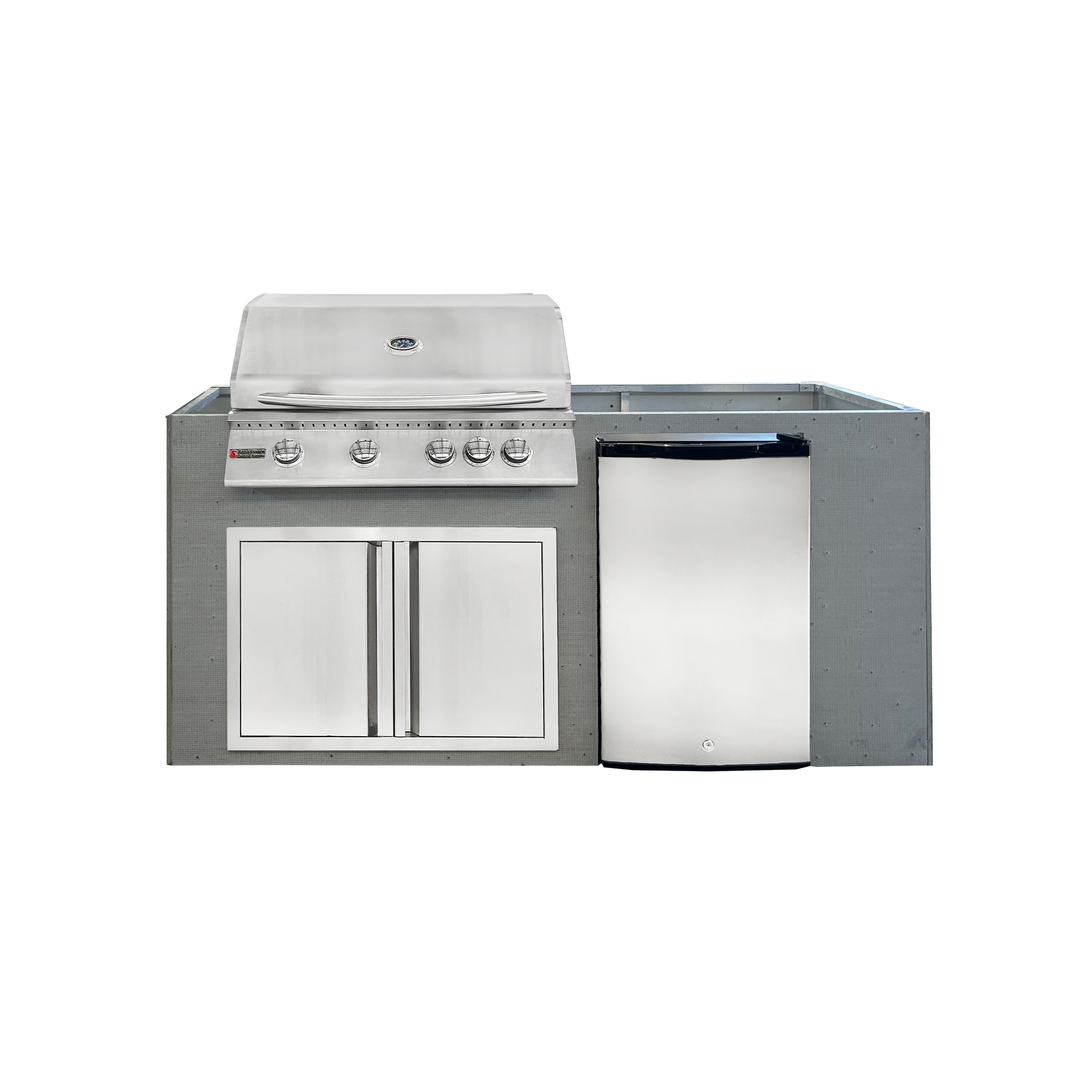 6ft unfinished, grill without lights, double-door storage