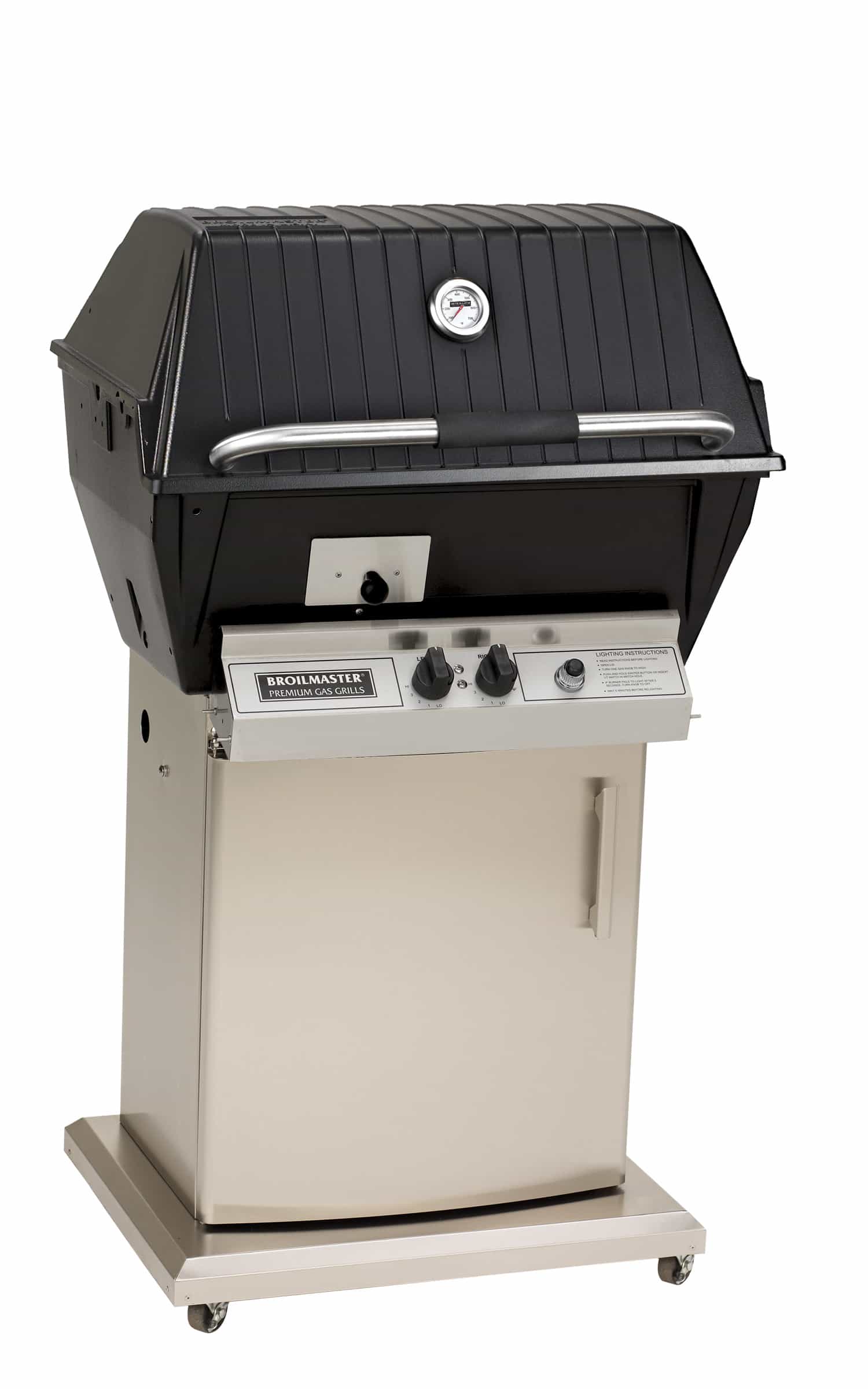 Stainless steel storage cart base with removable casters, black lid, control panel.