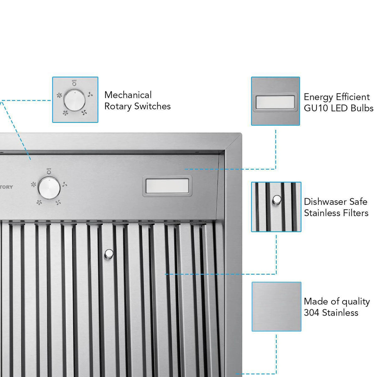 Victory Q5 36-Inch 750 CFM Insert Range Hood in Stainless Steel (Q5-36)