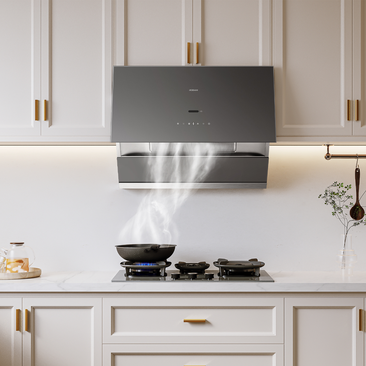 ROBAM R-Max3 30/36-Inch 1200-1400 CFM Convertible Under Cabinet Range Hood in Nano Glass (53H1S)