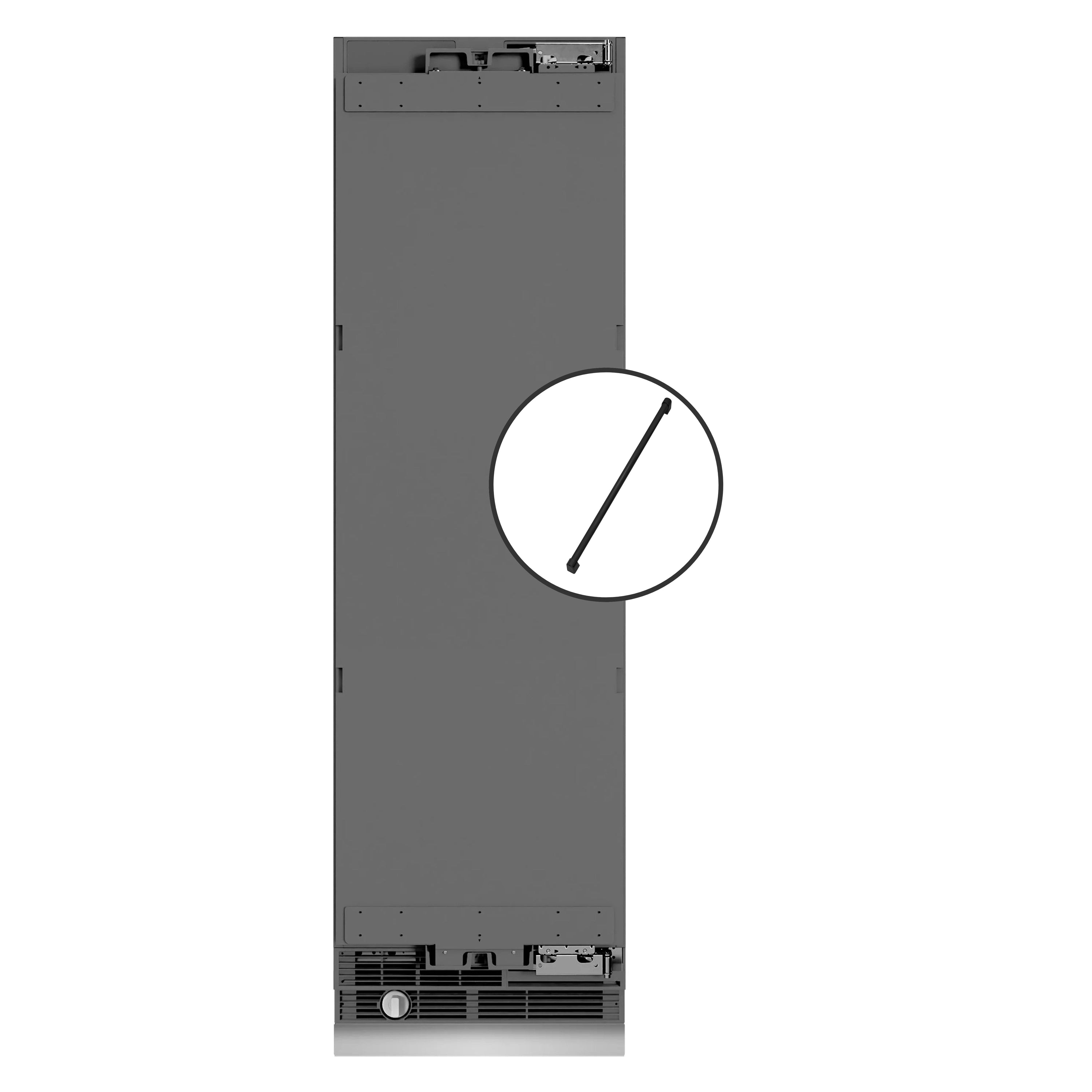 Panel-ready column refrigerator, graphite gray interior, matte black frame accents
