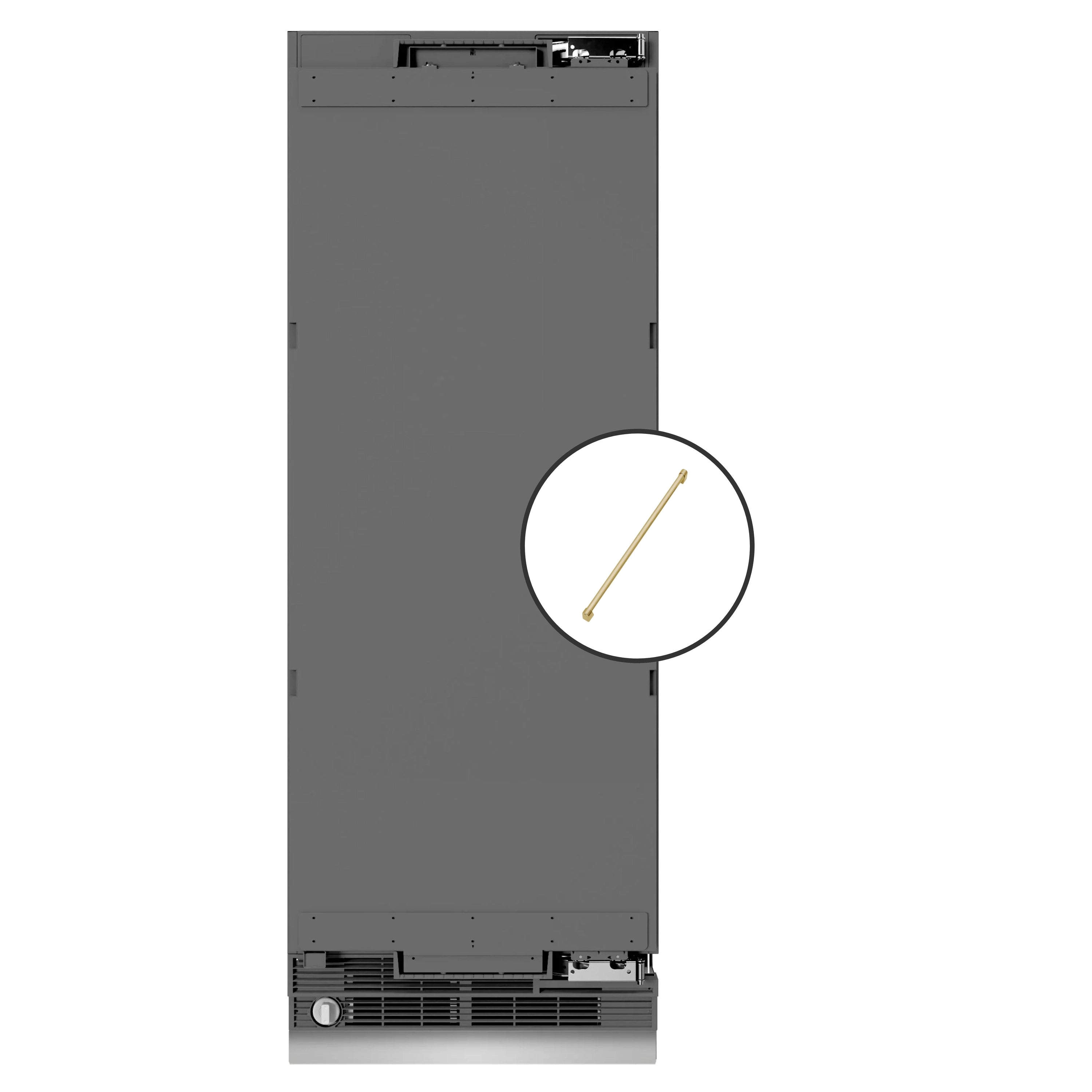 Panel-ready column refrigerator, graphite gray cabinet with mounting frame