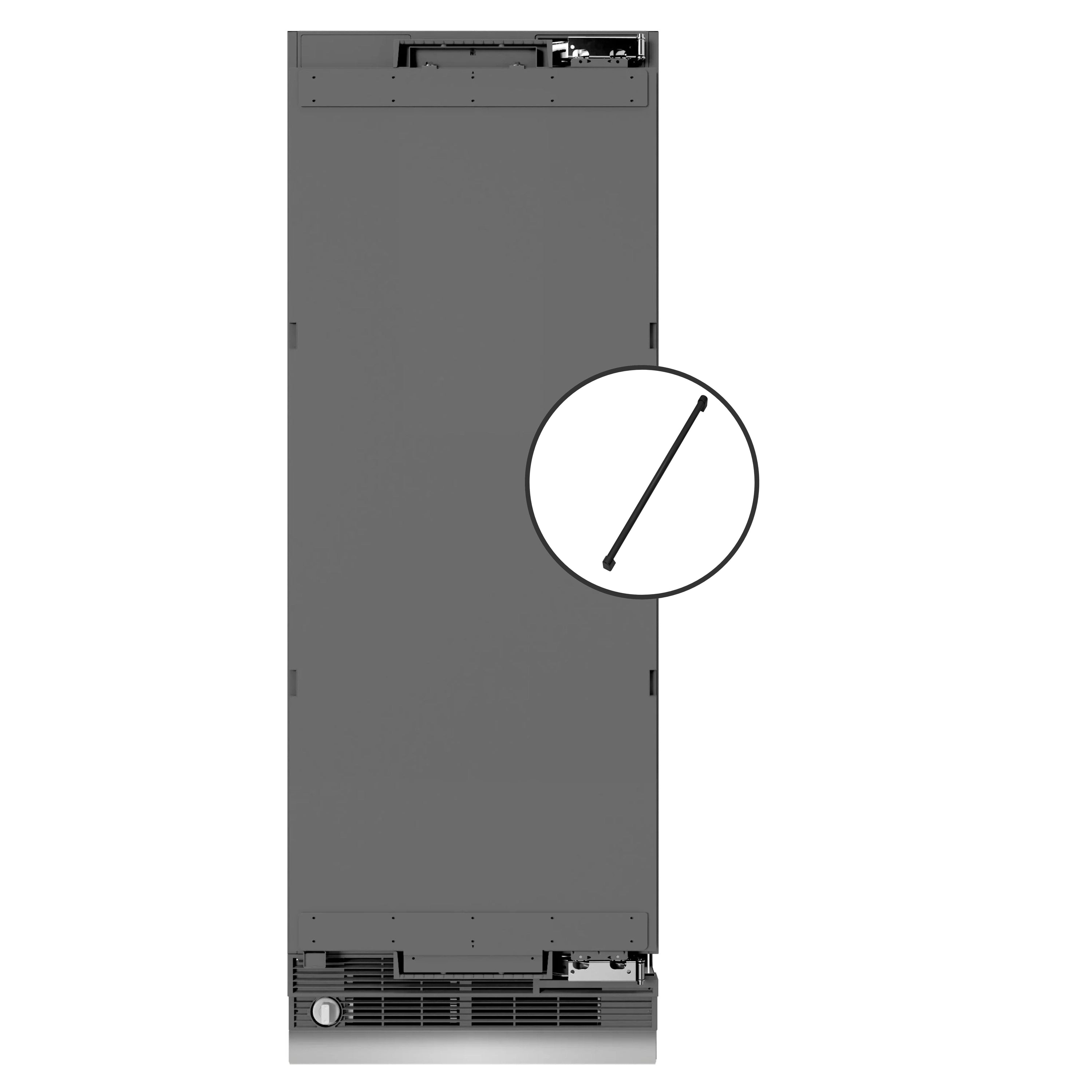 Panel-ready column refrigerator back panel with mounting frame, graphite gray