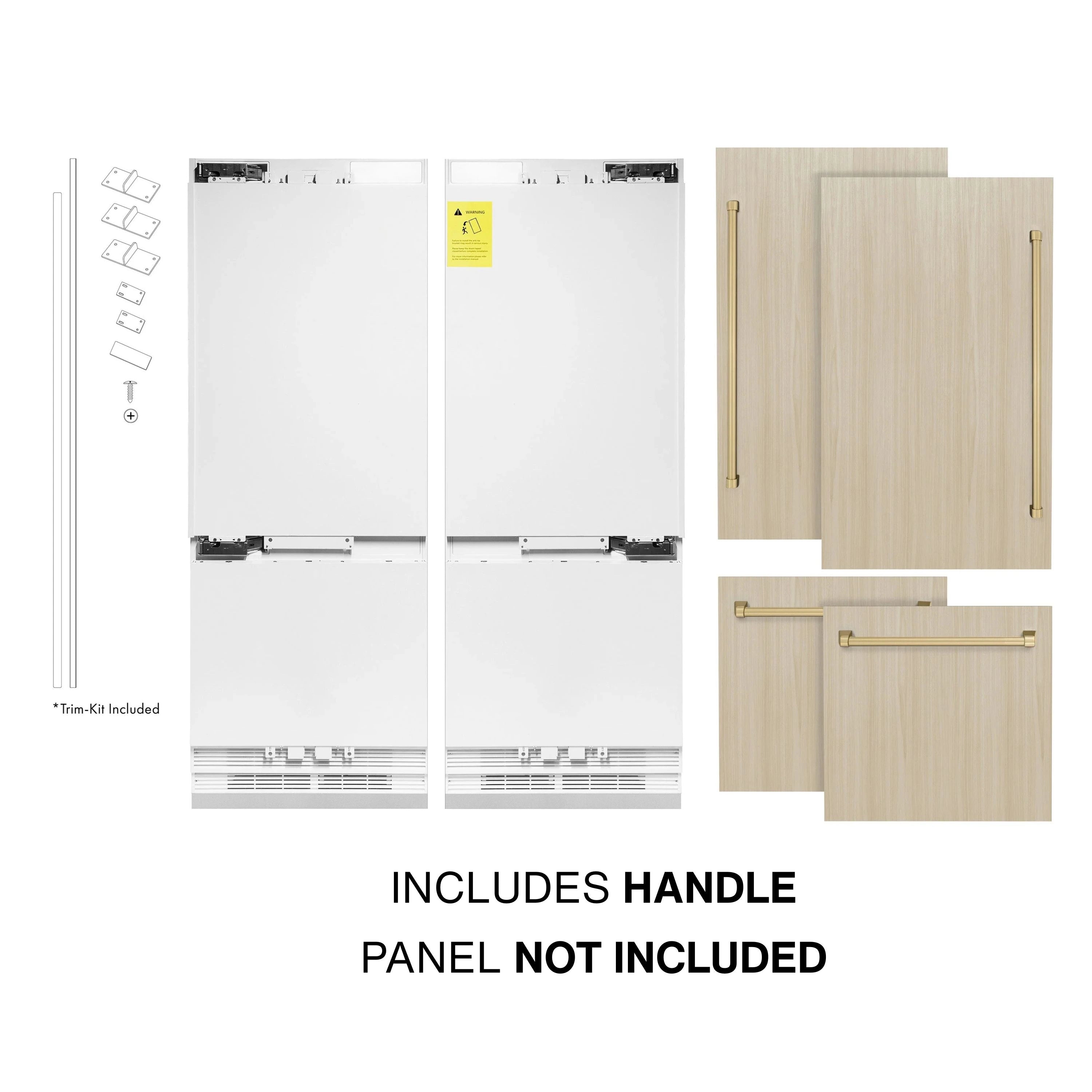 Refrigerator handle kit includes handles; refrigerator panel not included