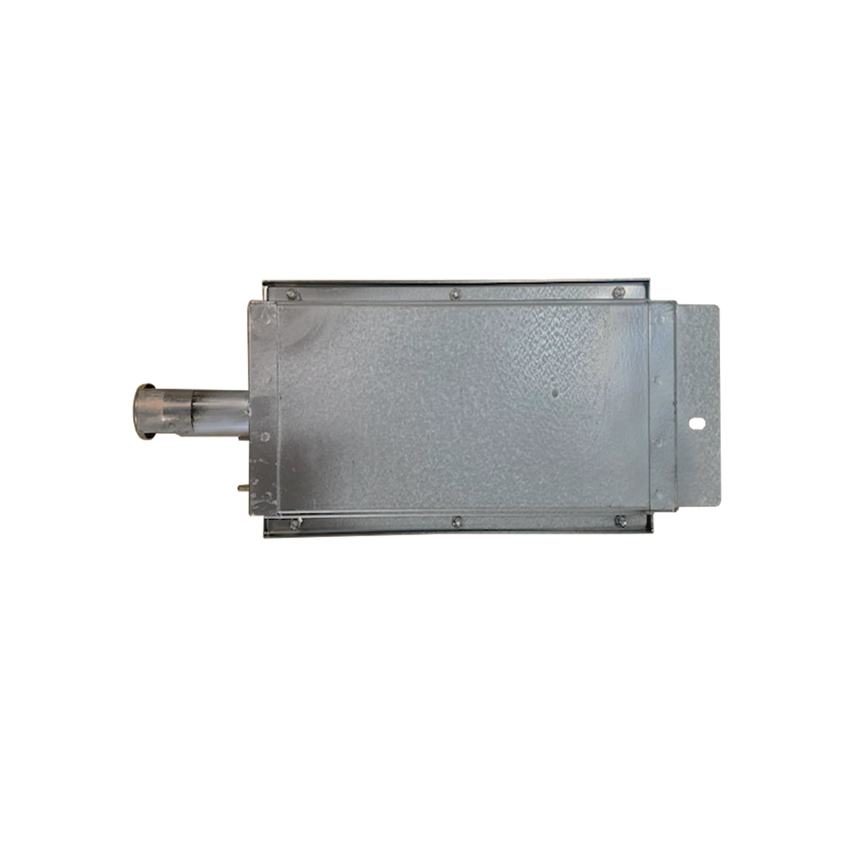 Infrared grill burner unit with metal housing and outlet tube