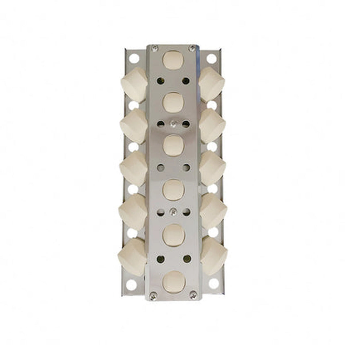 Stainless steel gas grill burner manifold with multiple round ports and burner tubes