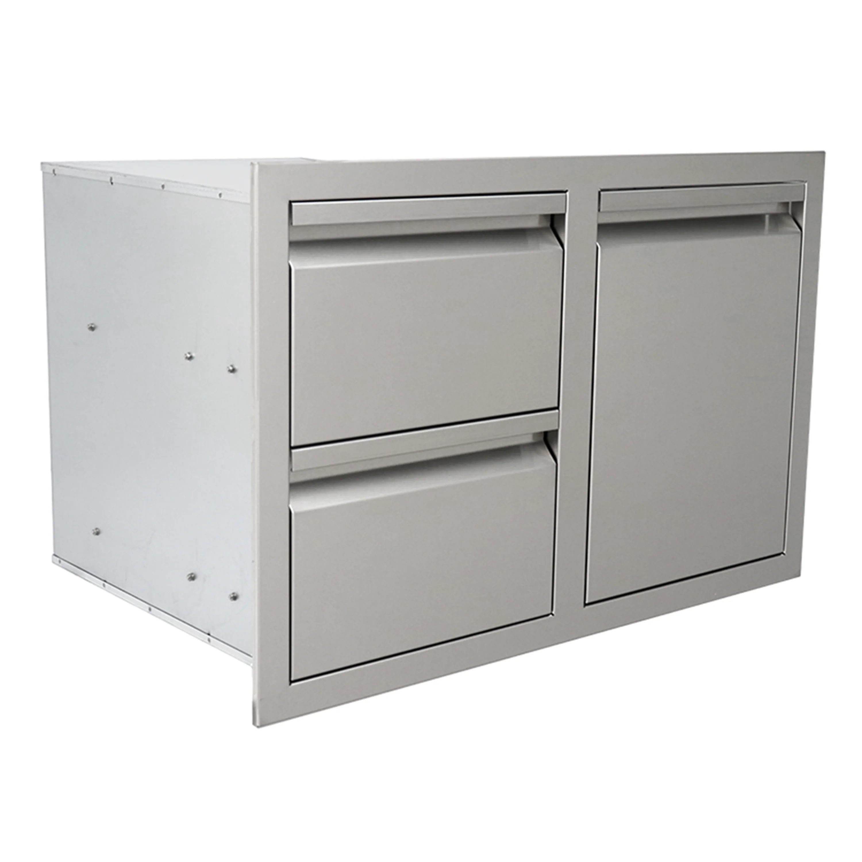 Stainless steel storage cabinet with two inner compartments and closed front panels