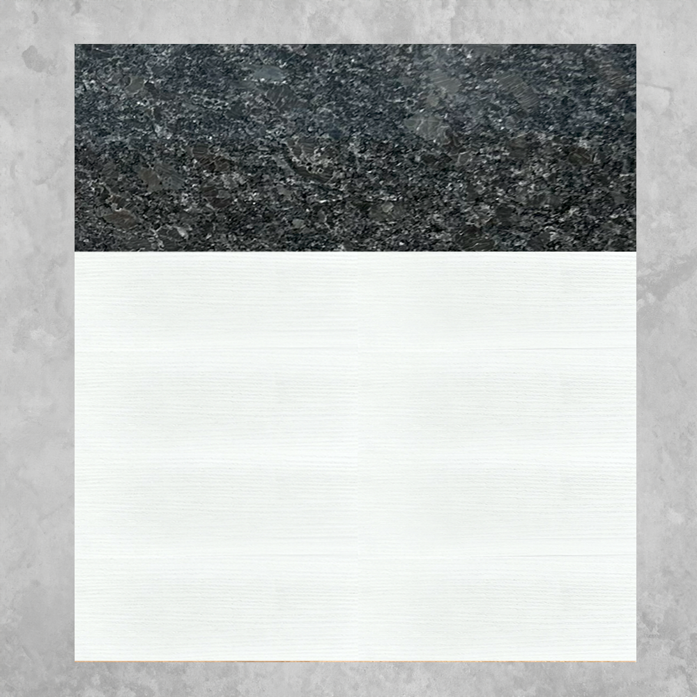 FINISH SWATCH - black granite with white cabinet