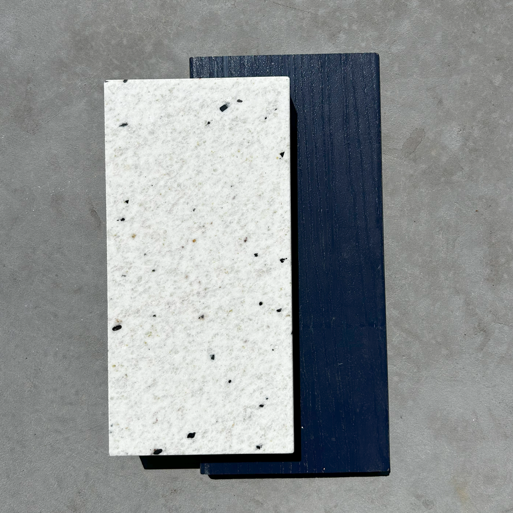 FINISH SWATCH 2 - white granite with blue cabinet