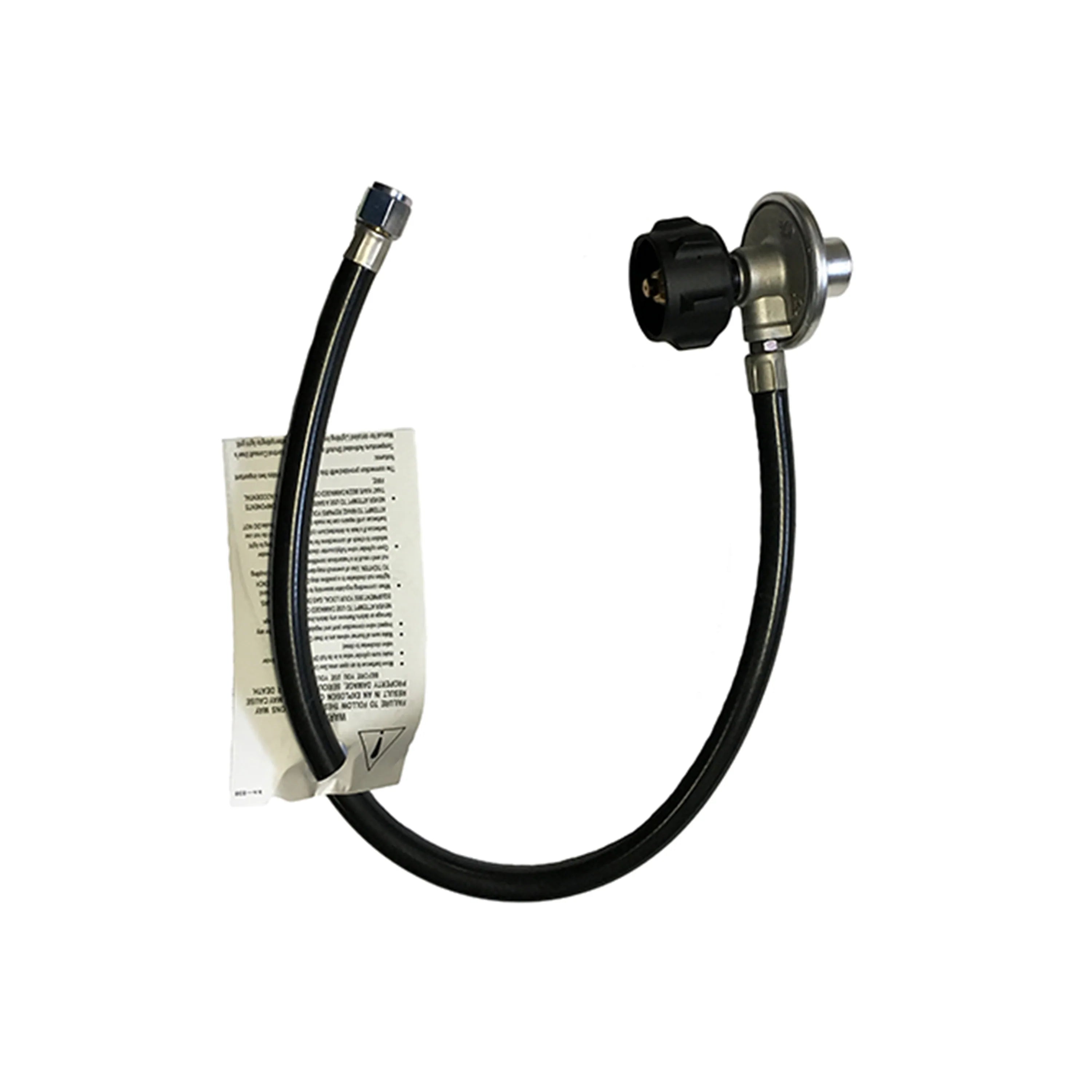 Renaissance propane gas hose and regulator kit with black flexible hose and metal regulator connector