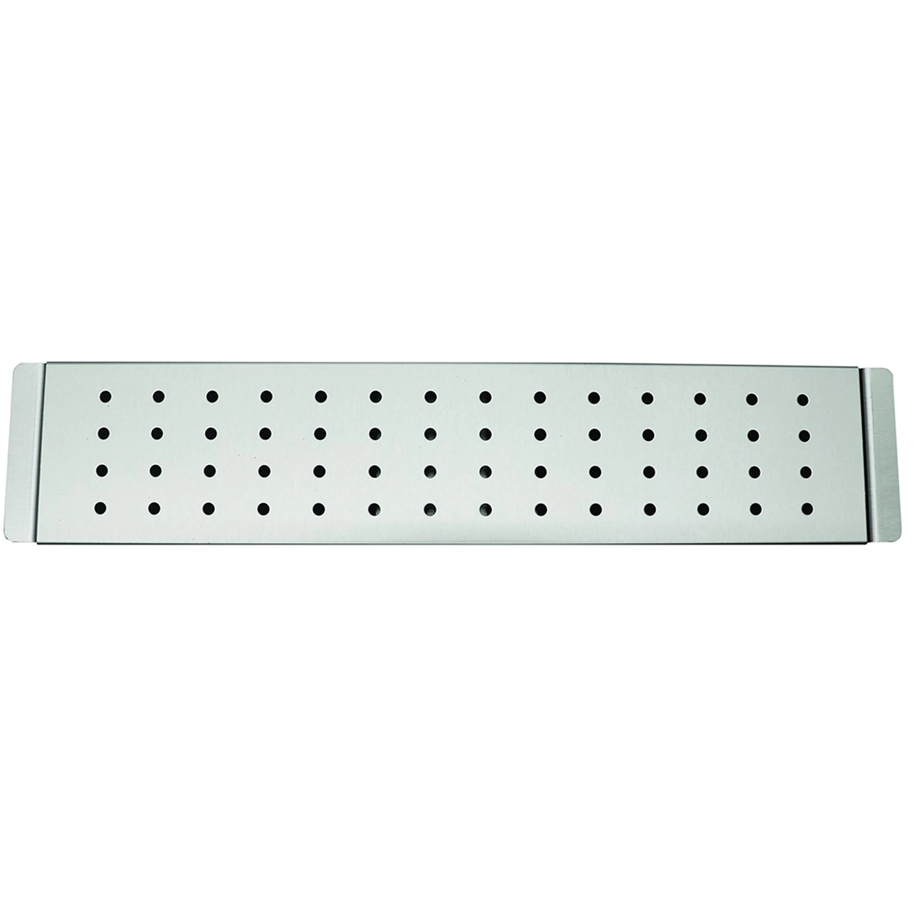 Stainless steel smoker tray with perforated vent holes for grill smoking