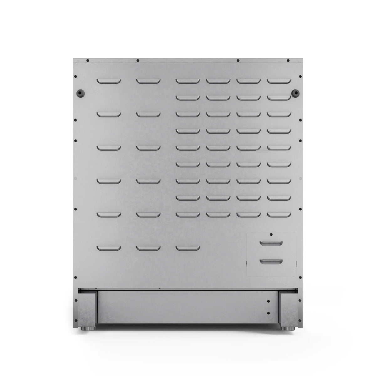 Electric range oven door heat shield panel with vented metal grille