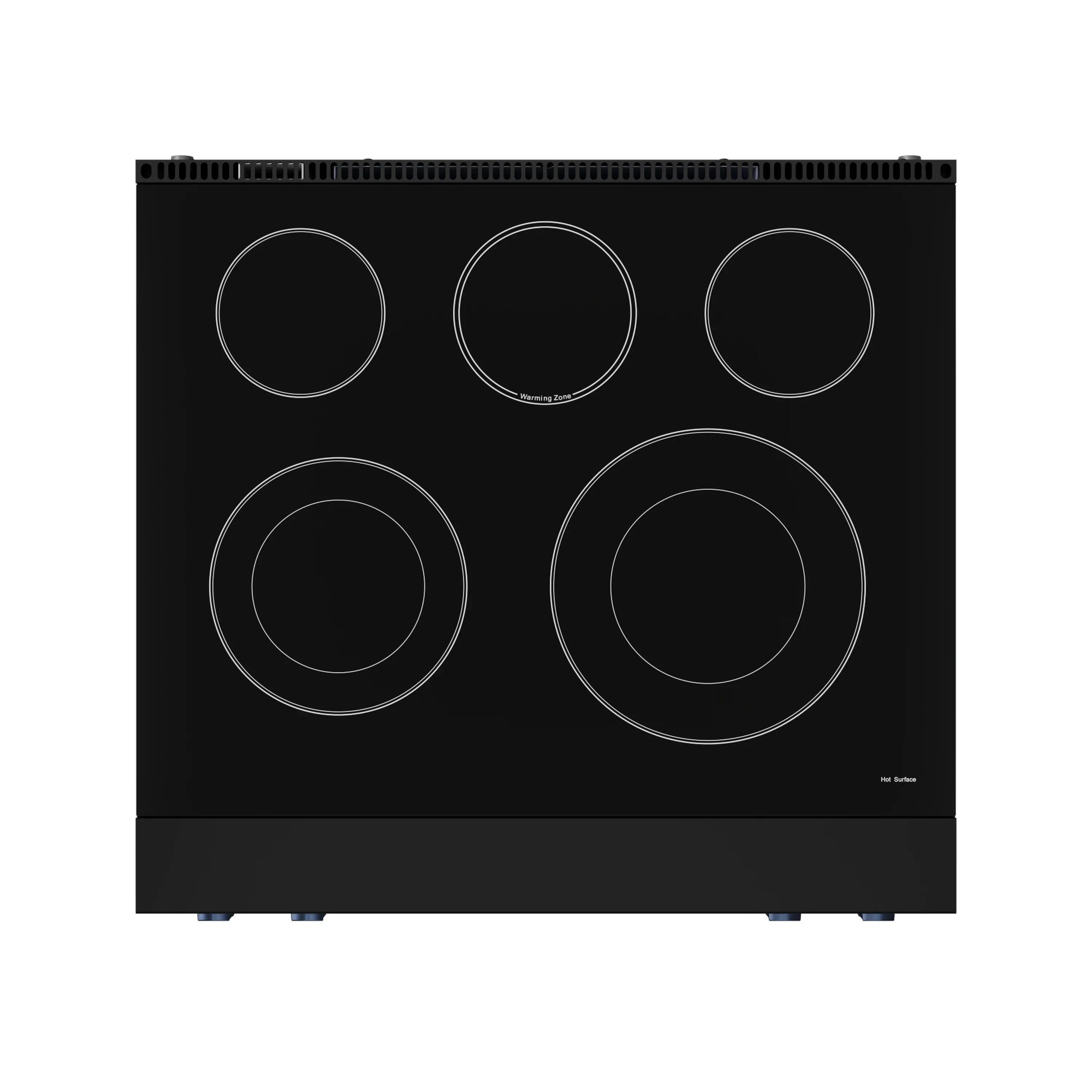 Black built-in electric cooktop with five circular burner elements