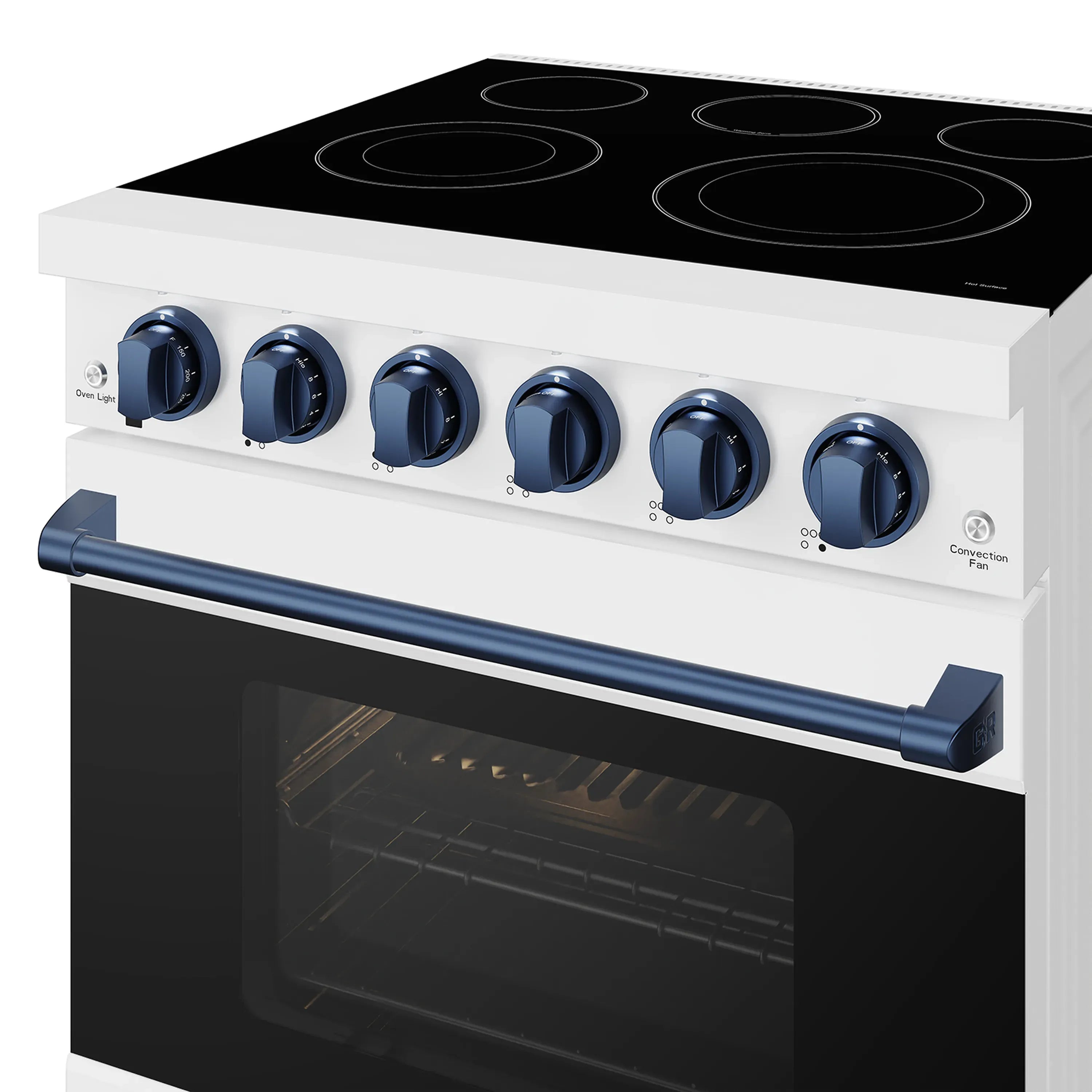 Gordon Ramsay by Thor Kitchen 30-Inch Professional Electric Range with Precision Knob Control in White with Blue Trim (RSE30PW-BLU)