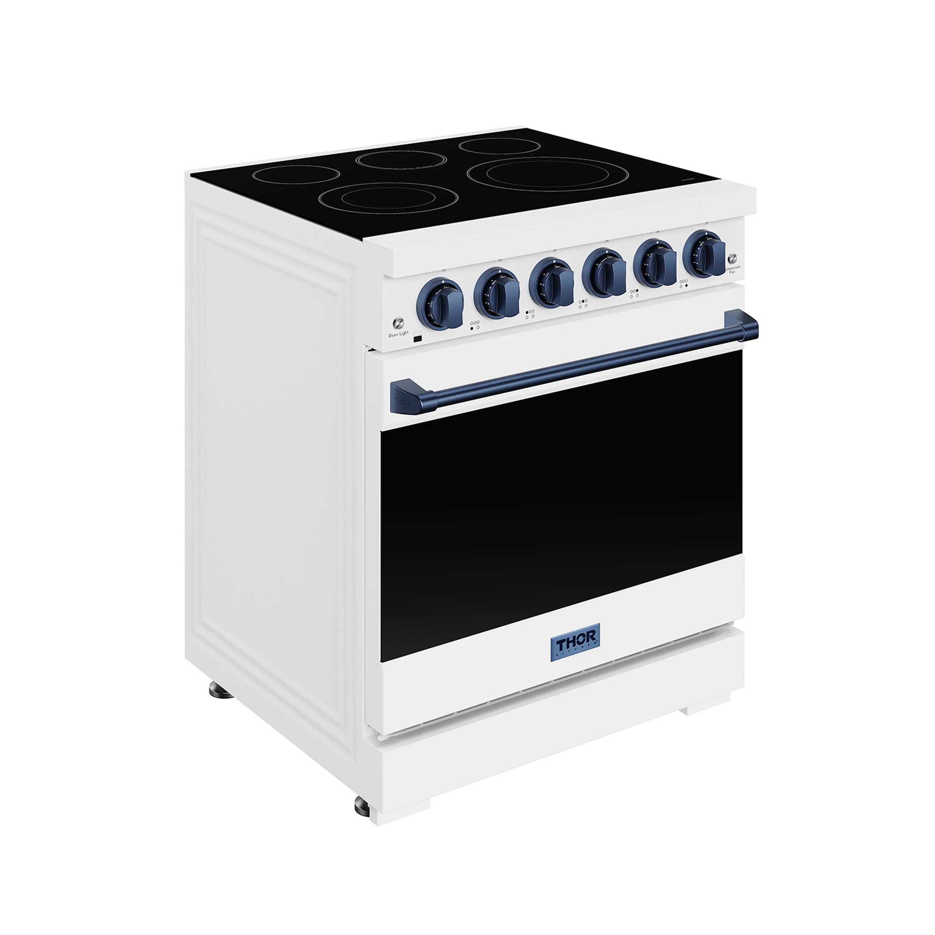 Gordon Ramsay by Thor Kitchen 30-Inch Professional Electric Range with Precision Knob Control in White with Blue Trim (RSE30PW-BLU)