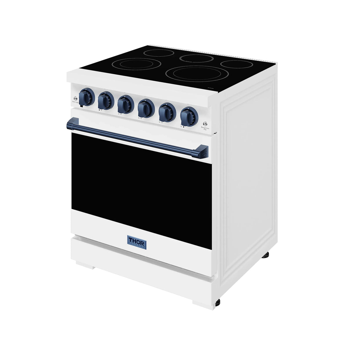 Gordon Ramsay by Thor Kitchen 30-Inch Professional Electric Range with Precision Knob Control in White with Blue Trim (RSE30PW-BLU)