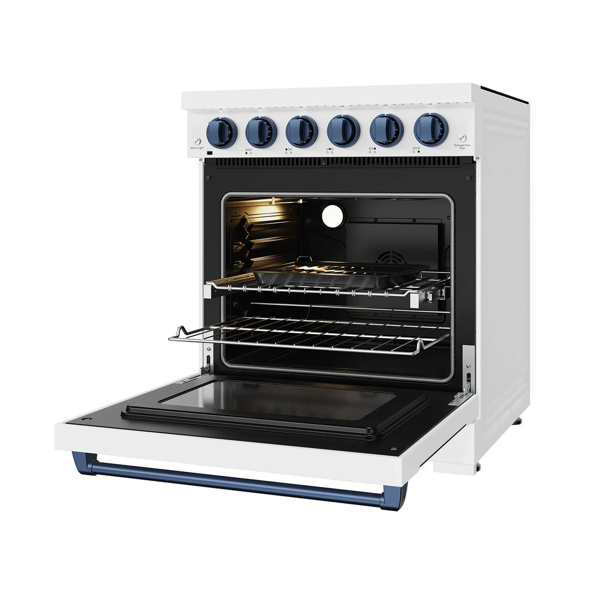 Gordon Ramsay by Thor Kitchen 30-Inch Professional Electric Range with Precision Knob Control in White with Blue Trim (RSE30PW-BLU)